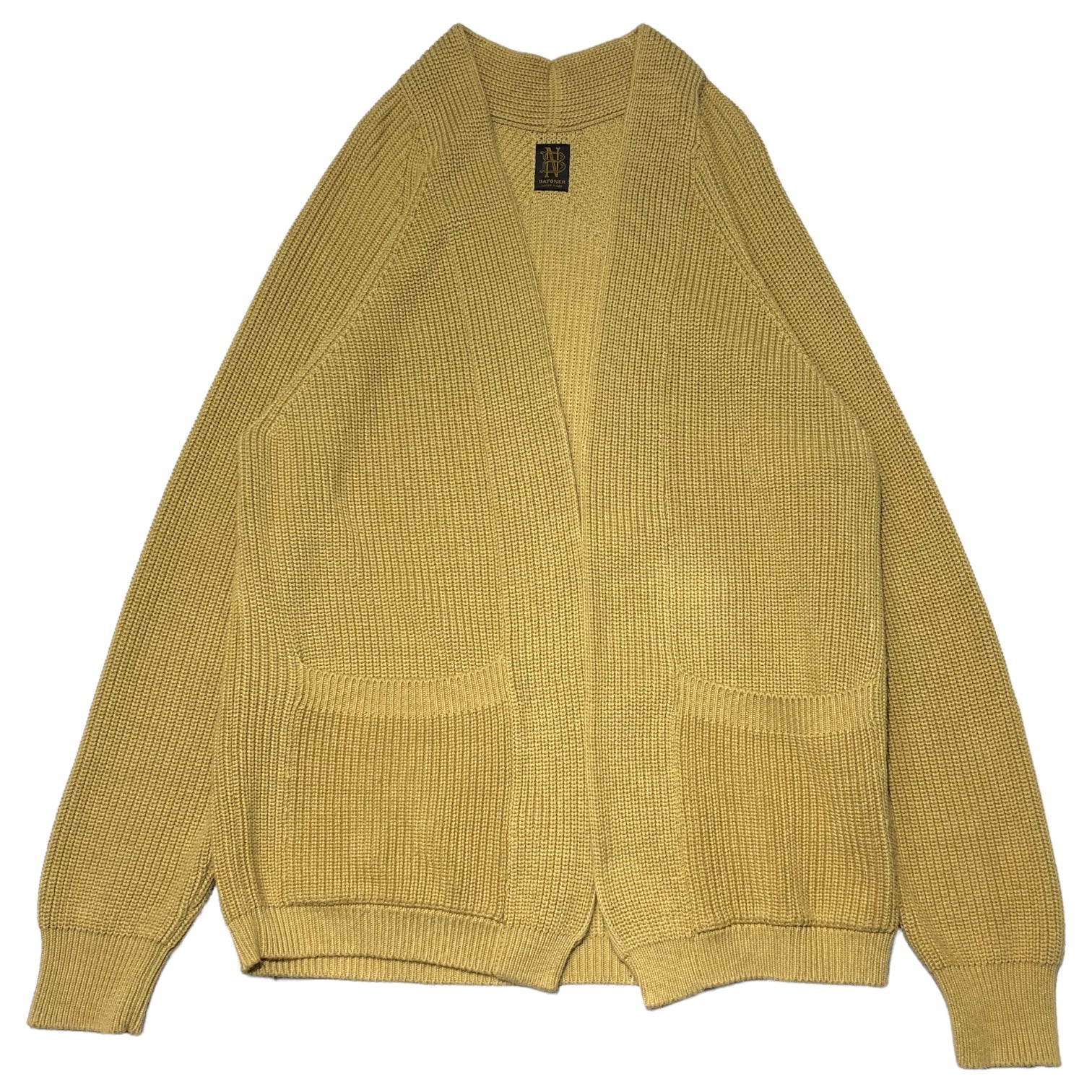 BATONER(バトナー) buttonless cardigan ボタンレス カーディガン BN-19SM-004 1(S程度) イエロー コットン