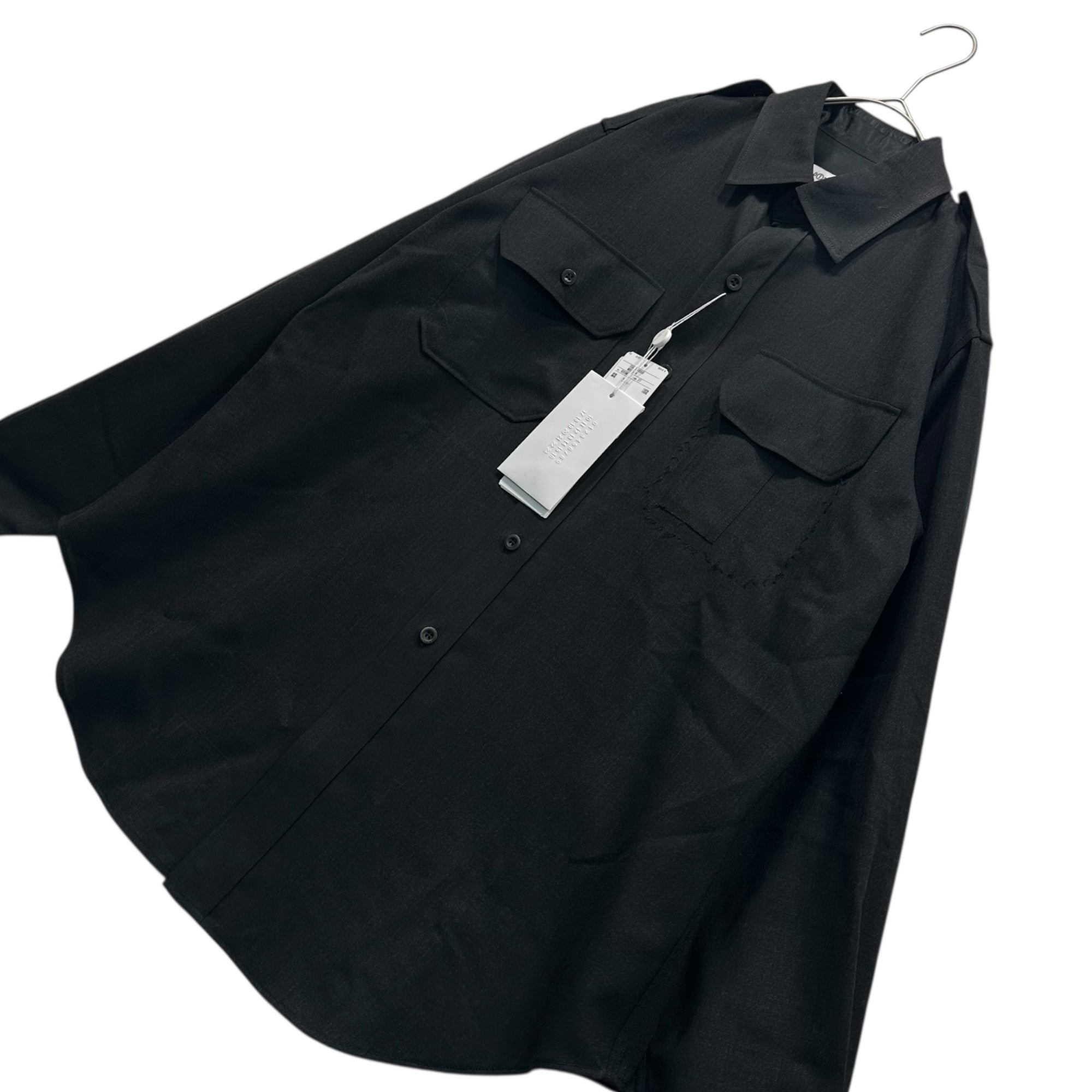 MAISON MARGIELA(メゾンマルジェラ) 25AW Military Wool L/S Shirt ミリタリー ウール 長袖 シャツ S50DT0059 37 チャコールグレー