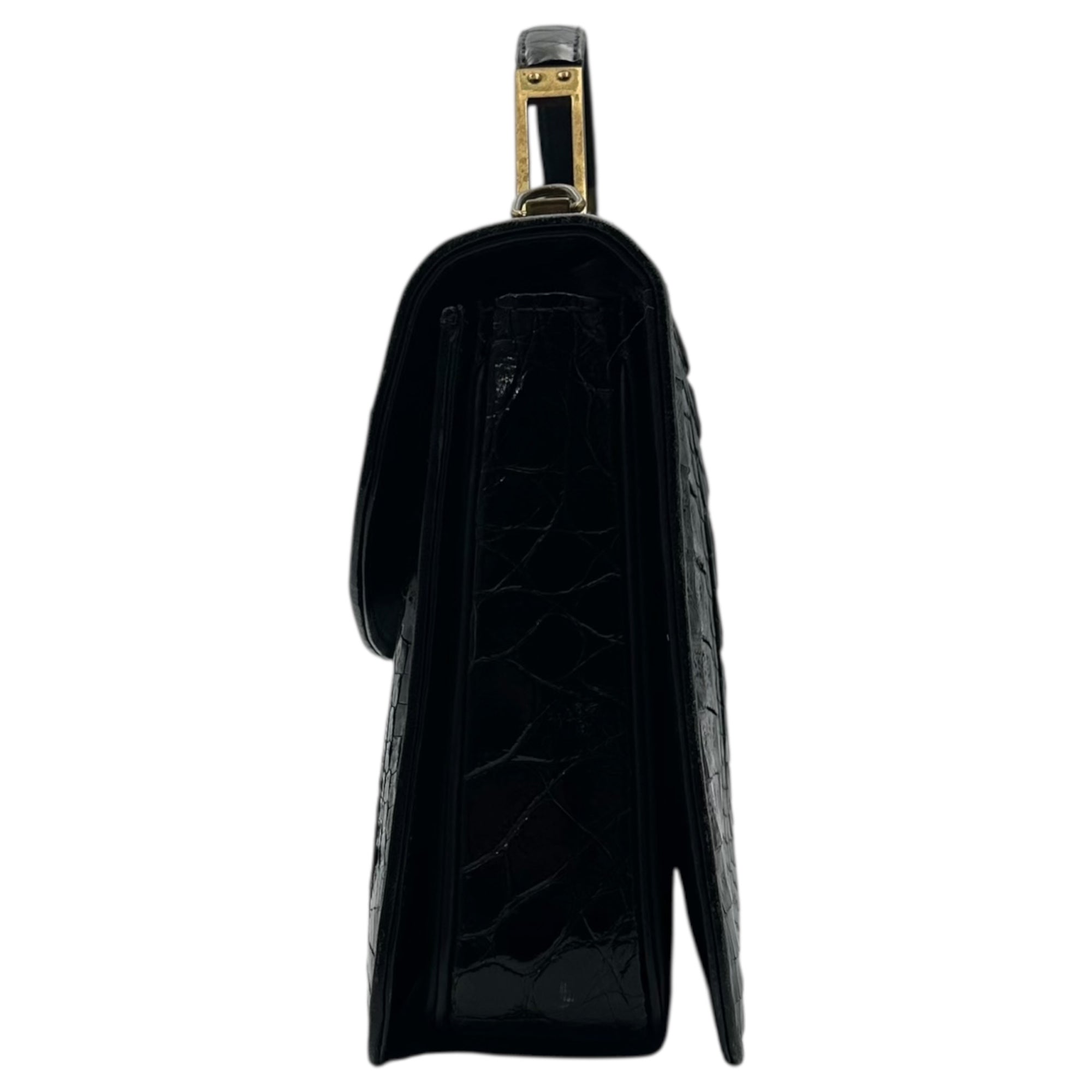 KAIYO(カイヨー) 90's Crocodile Leather Handbag クロコダイル レザー ハンド バッグ ブラック