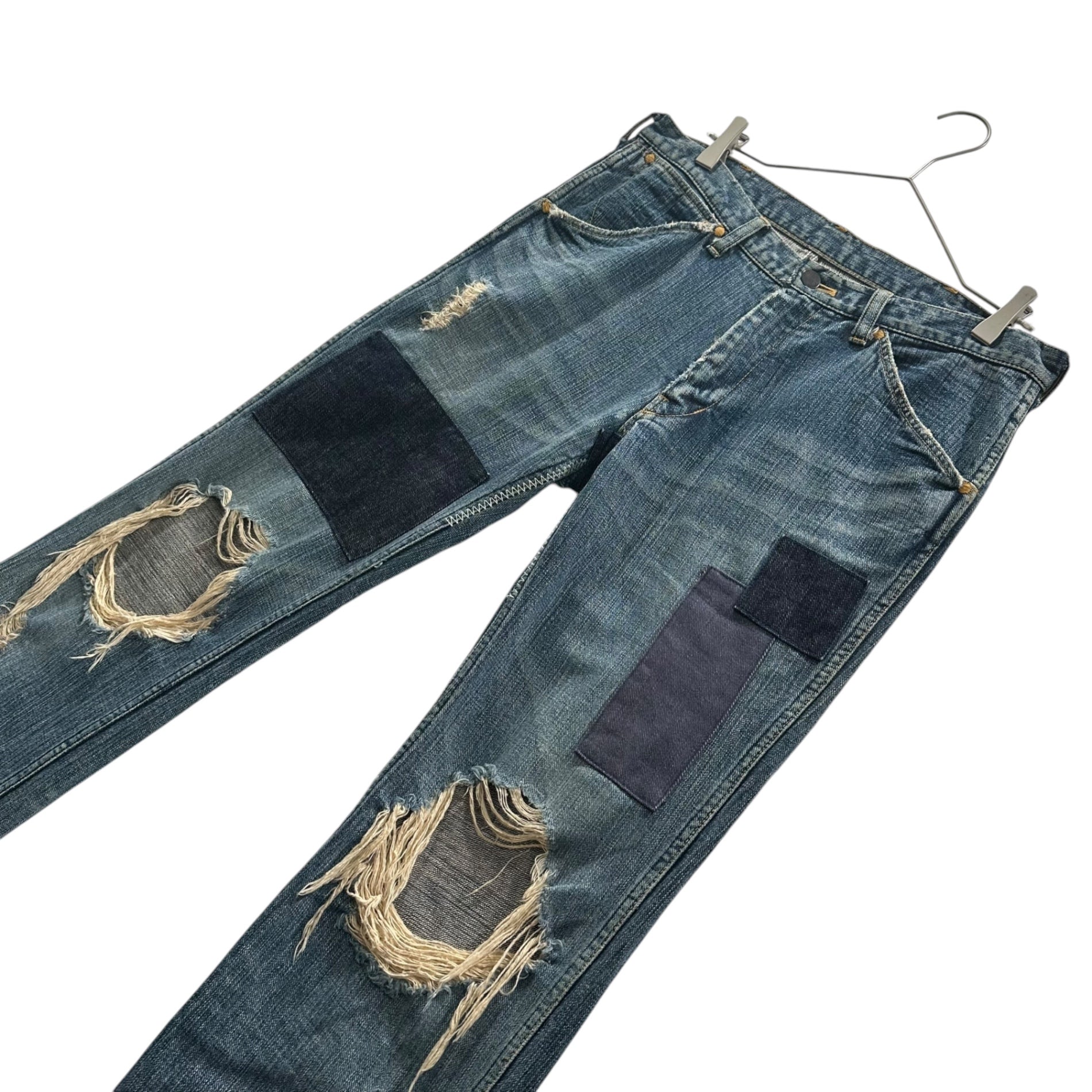 NUMBER (N)INE(ナンバーナイン) 2003AW "TOUCH ME I'M SICK" Patchwork Denim Pants カート期 パッチワーク デニム パンツ 4相当(実寸84cm) インディゴ 00’s