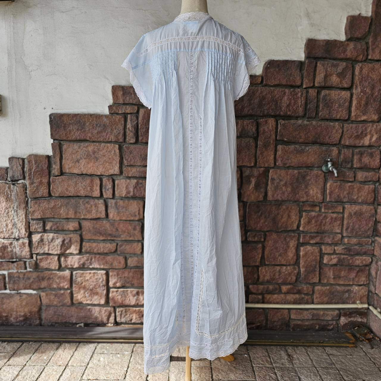 VINTAGE(ヴィンテージ) 80's lace decorative gown dress レース装飾 ガウン ワンピース SIZE 12 ライトブルー EURO VINTAGE