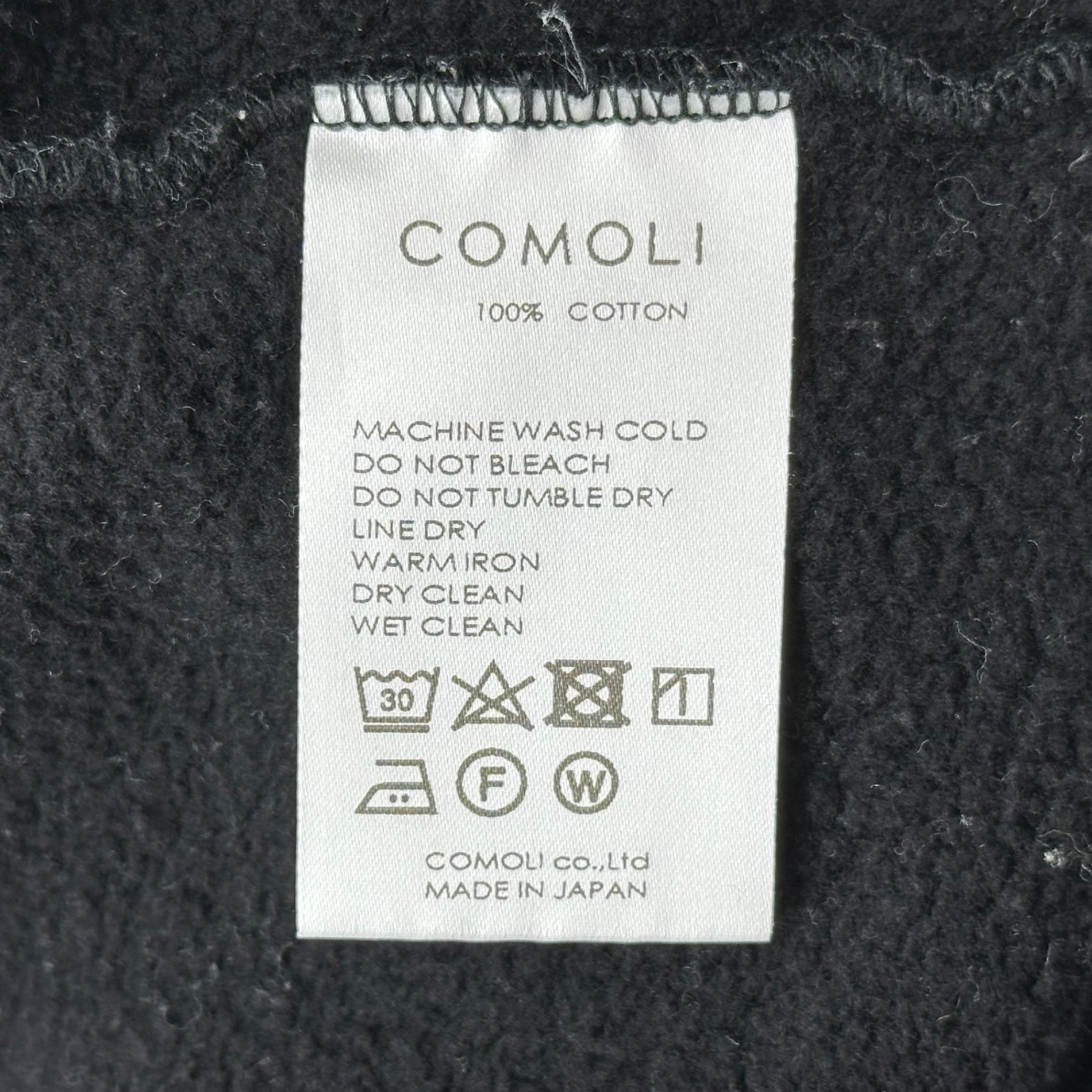 COMOLI(コモリ) 24AW Cotton fleece crew neck コットン裏毛 クルーネック スウェット A03-05003 4 ブラック