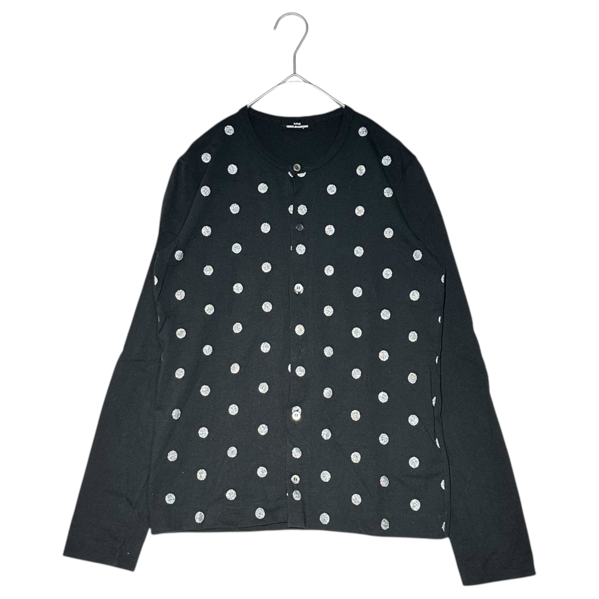 tricot COMME des GARCONS(トリココムデギャルソン) 08SS Silver Dot Cotton Button Cardigan シルバードット コットン ボタン カーディガン TA-T062 FREE ブラック×シルバー AD2007
