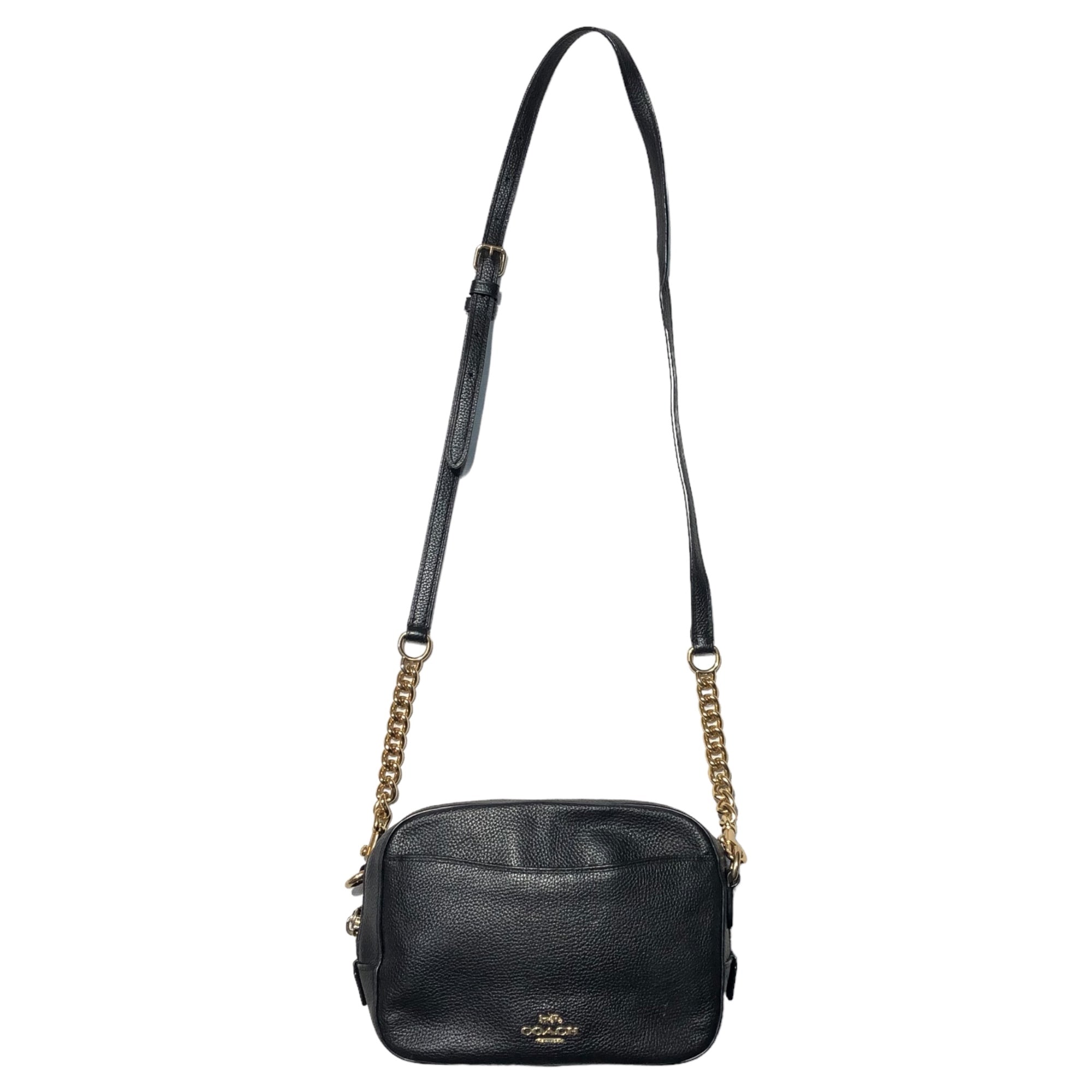 COACH(コーチ) Camera bag カメラ バッグ 29411 ブラック×ゴールド ショルダー バッグ ぺブルドレザー チェーン