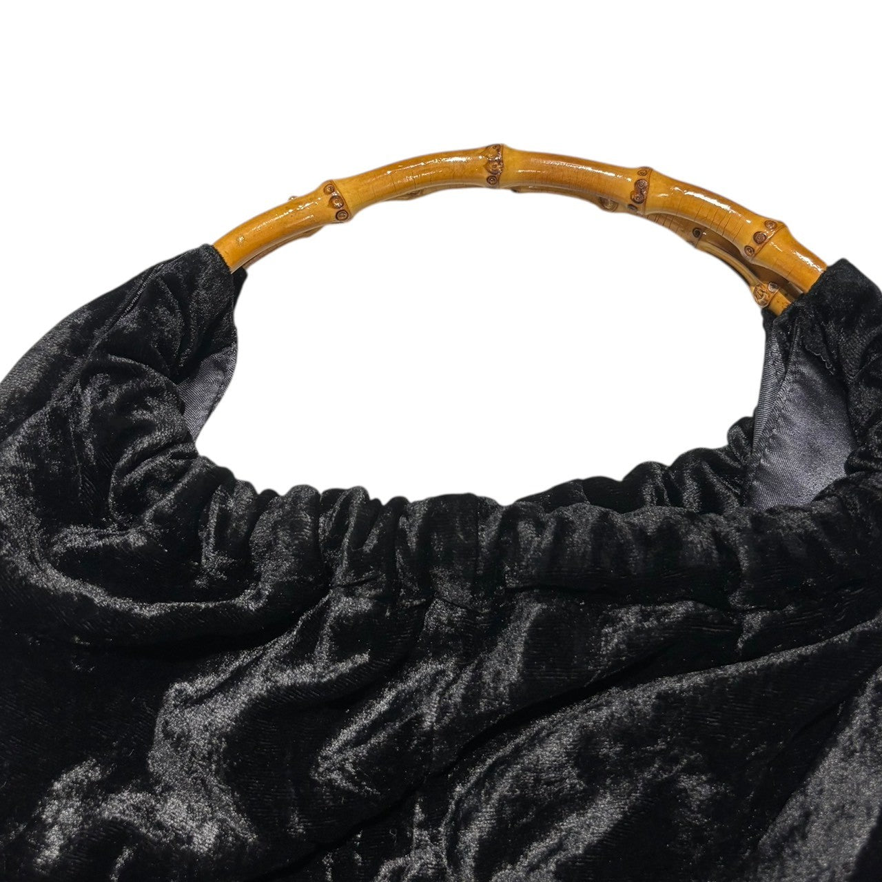 COMME des GARCONS(コムデギャルソン) 青山限定 Bamboo Handle Velour Tote Bag バンブー ハンドル ベロア トート バッグ ブラック ハンド