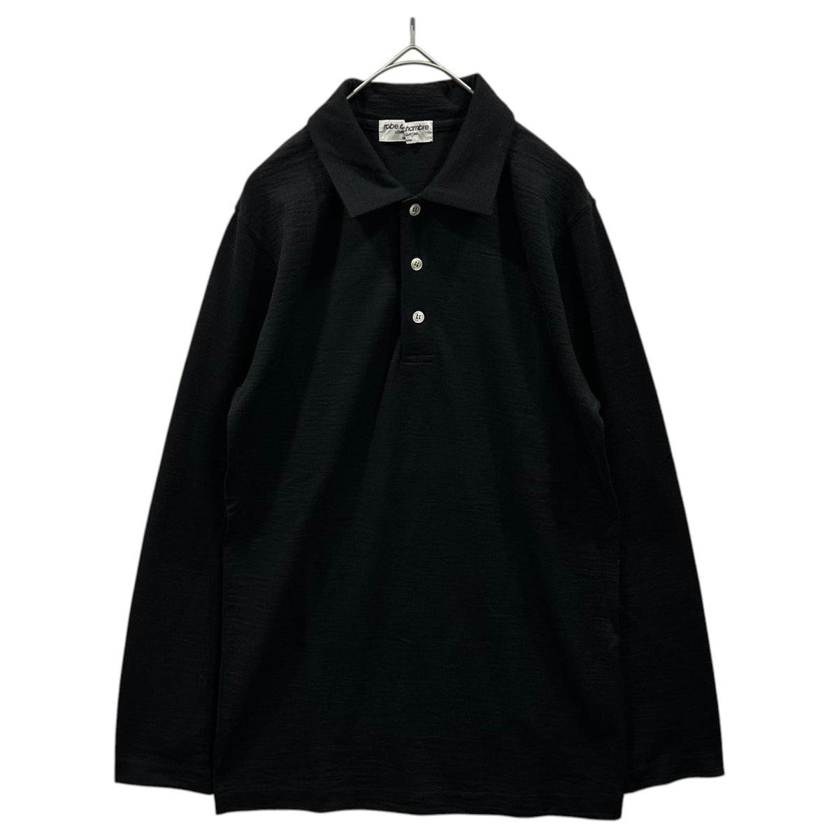 robe de chambre COMME des GARCONS(ローブドシャンブルコムデギャルソン) 1989AW L/S Wool Polo Shirt 長袖 ウール ポロシャツ RT-050330 FREE ブラック AD1989 80s アーカイブ 男性着用可能