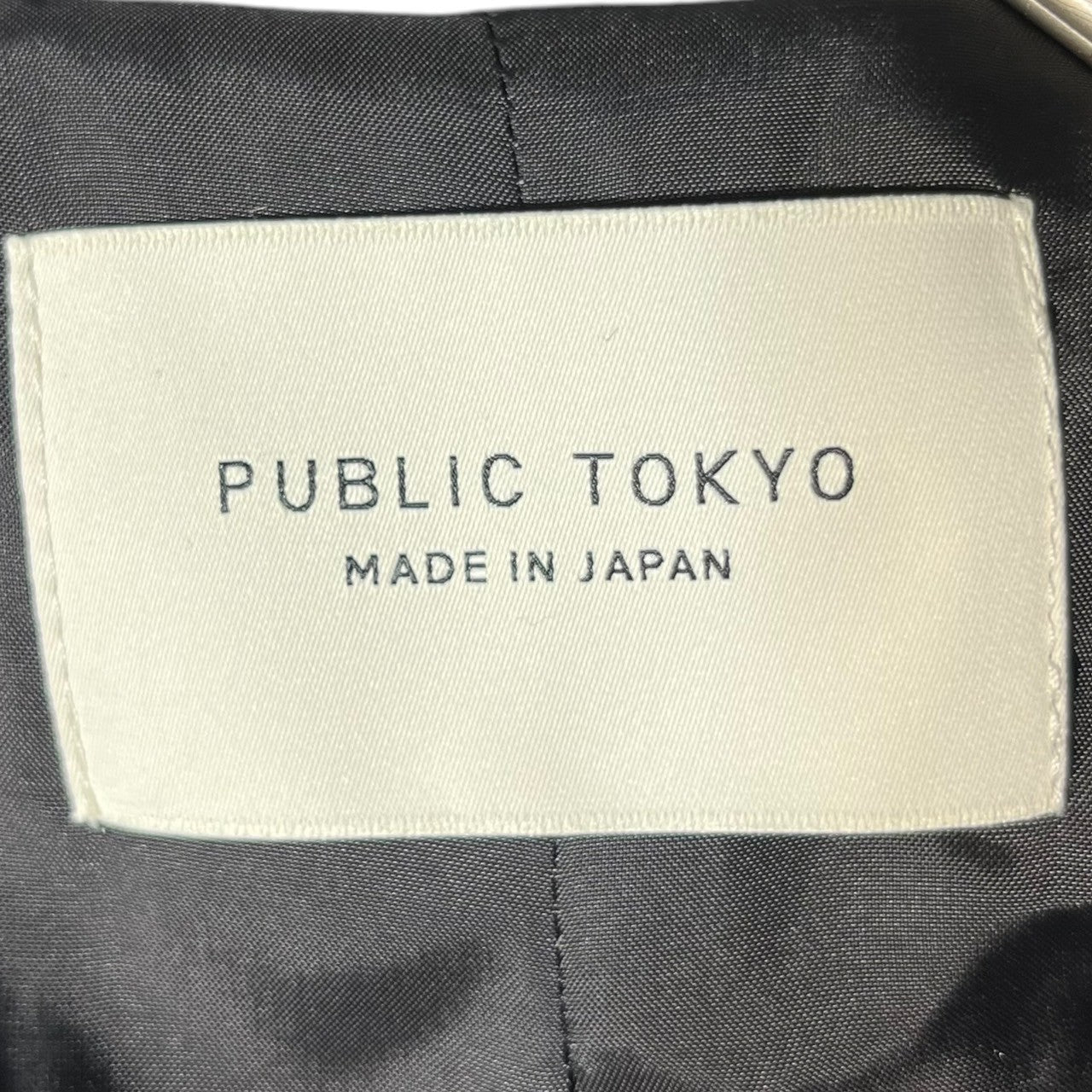 PUBLIC TOKYO(パブリックトーキョー) herringbone short coat ヘリンボーン ショート コート 161651011 FREE ブラック×ホワイト 参考定価39,600円 ウール ジャケット