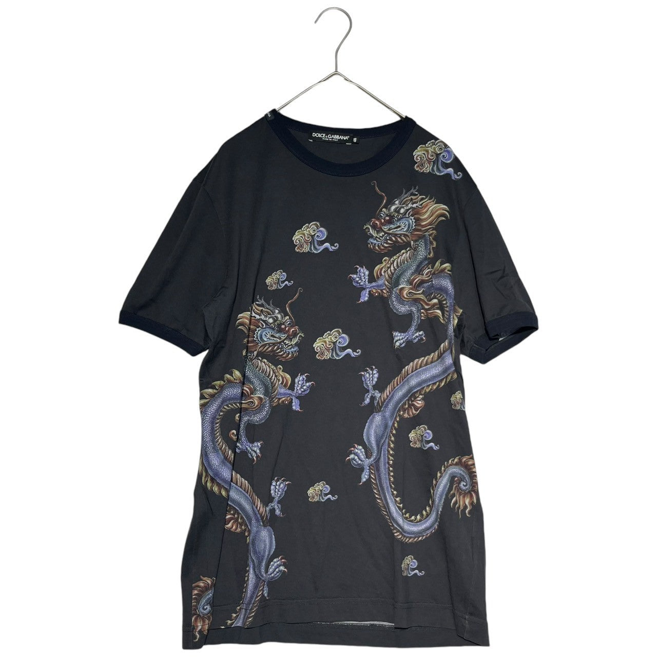 DOLCE&GABBANA(ドルチェ&ガッバーナドルガバ) Dragon print t-shirt ドラゴンプリントTシャツ G8FV4T G7HDK 48(L程度) ネイビー
