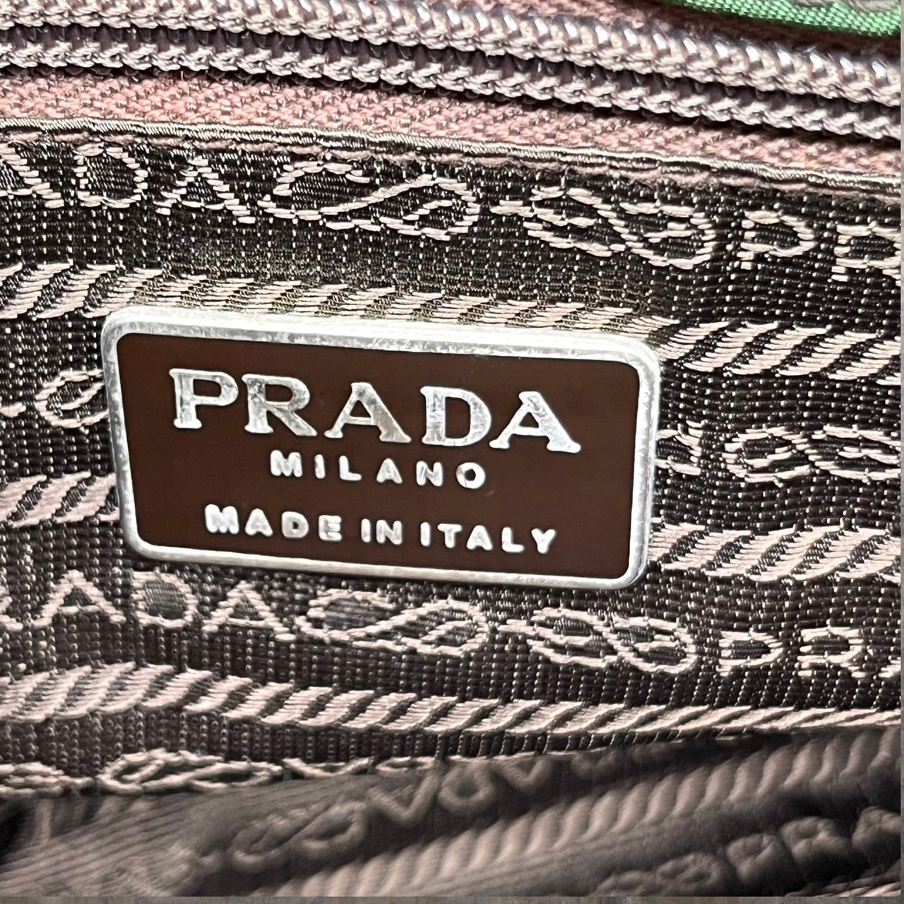 PRADA(プラダ) レザーナイロン切替2Wayショルダーバッグ ブラウン×オリーブ 製造番号:50