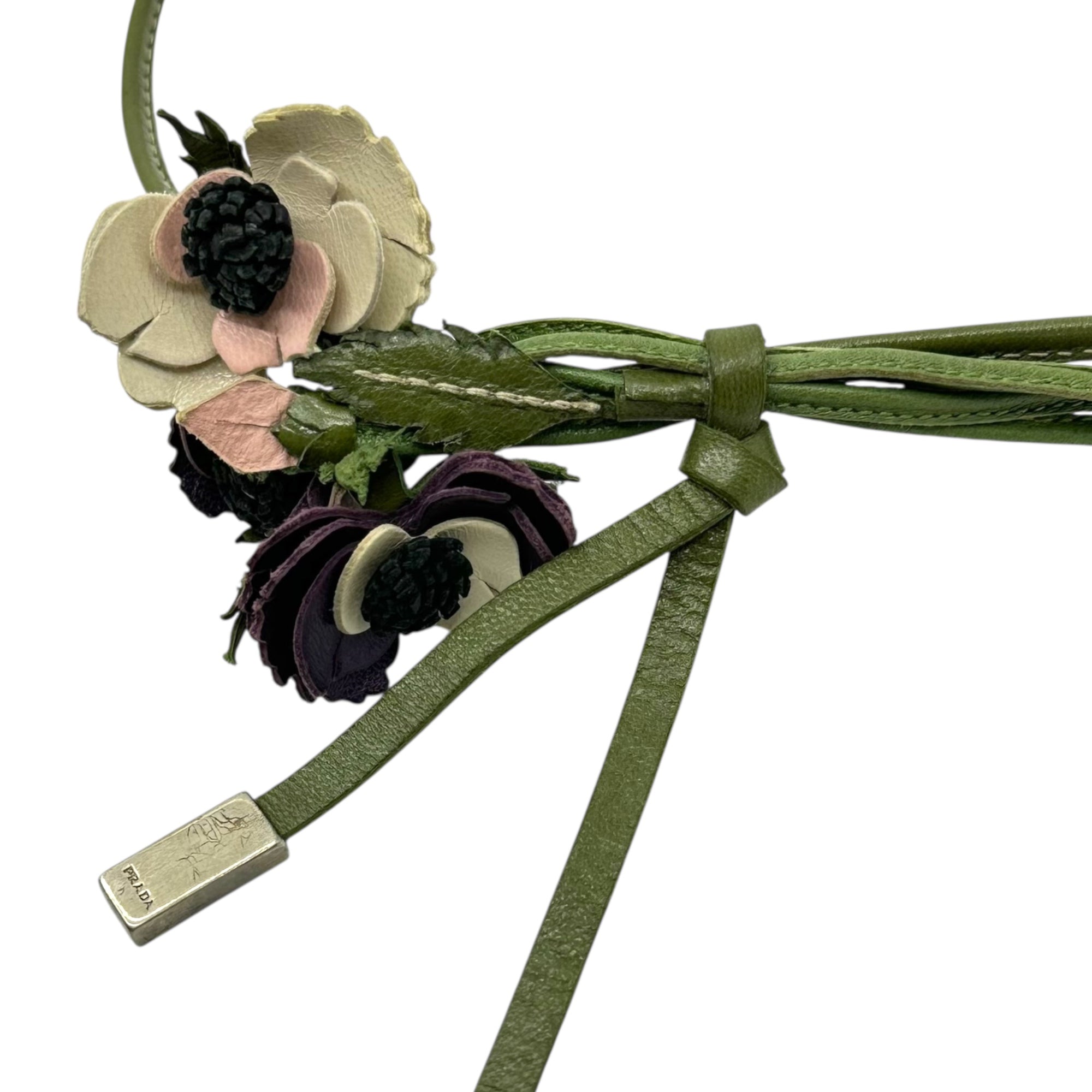 PRADA(プラダ) Leather Flower Choker Necklace レザー フラワー チョーカー ネックレス グリーン