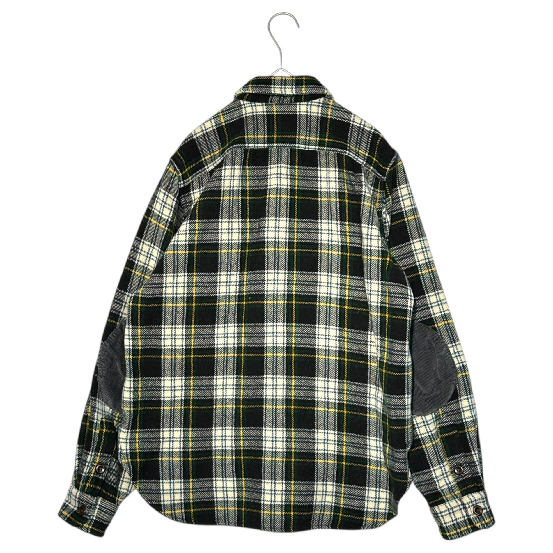 RRL(ダブルアールエル) Tartan Check Elbow Patch Wool Flannel Shirt タータンチェック エルボーパッチ ウール フランネル シャツ M ネイビー×グリーン ネルシャツ