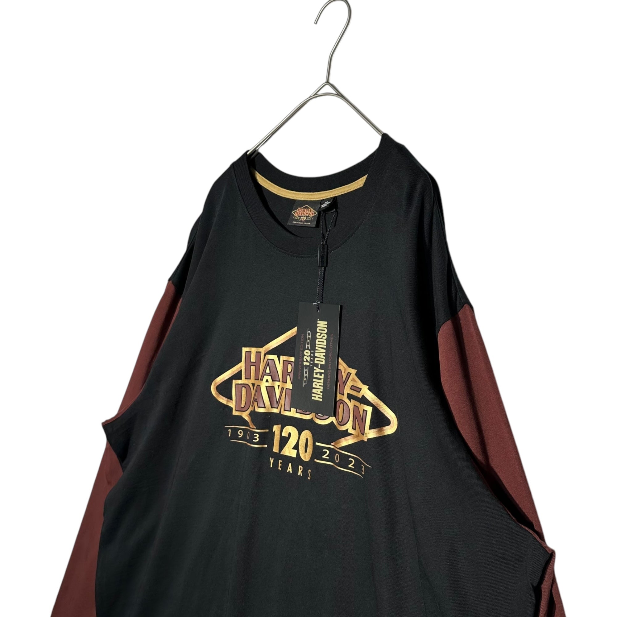 HARLEY DAVIDSON(ハーレーダビッドソン) 120th Anniversary Long Sleeve Tee 120周年記念 ロング スリーブ Tシャツ 2XL ブラック×ブラウン