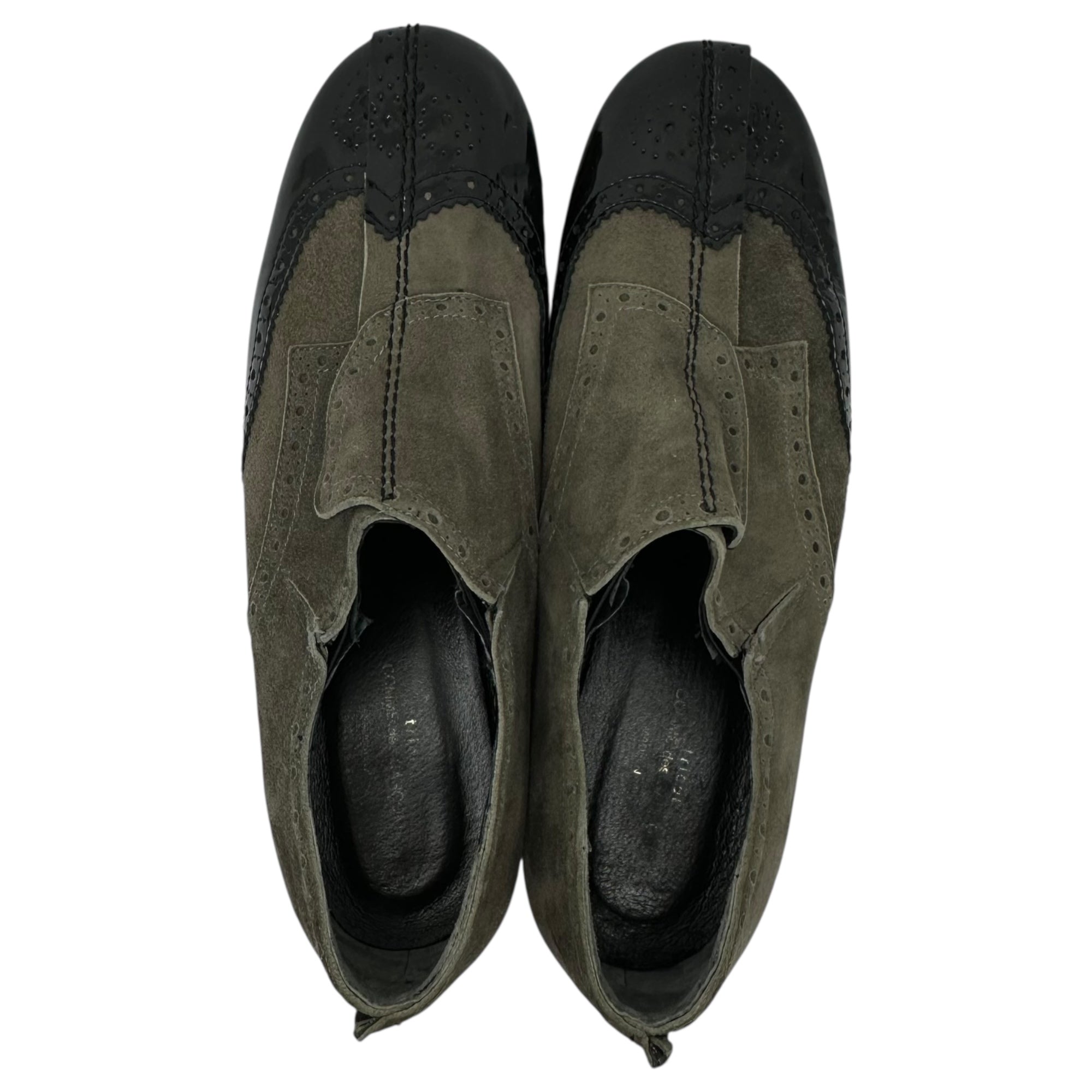 tricot COMME des GARCONS(トリココムデギャルソン) Medallion Side-Gore Patent Suede Shoes メダリオン サイドゴア パテント スウェード シューズ 25cm ブラック×ブラック レザー