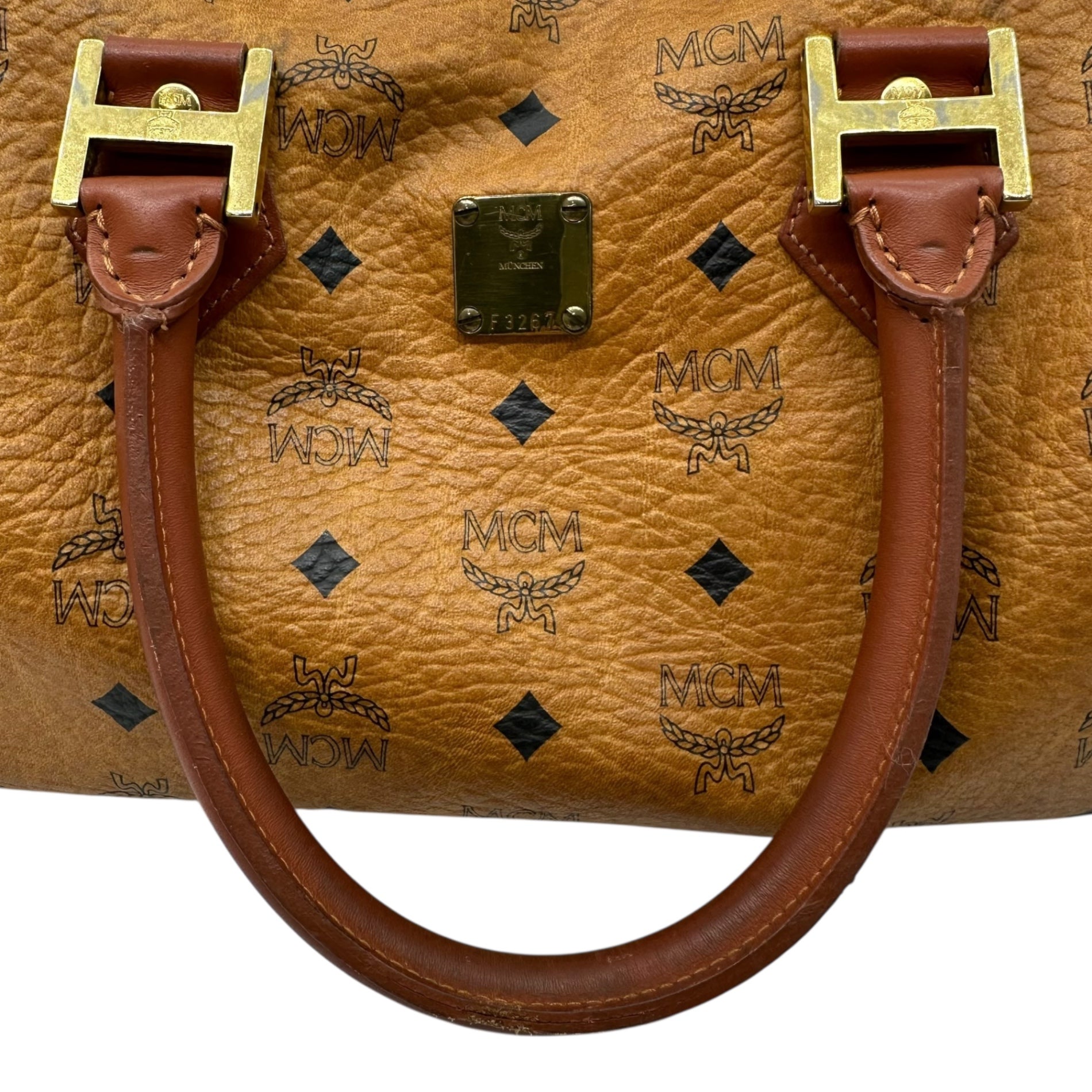 MCM(エムシーエム) Monogram Mini Boston Bag モノグラム ミニ ボストン バッグ ブラウン ハンド