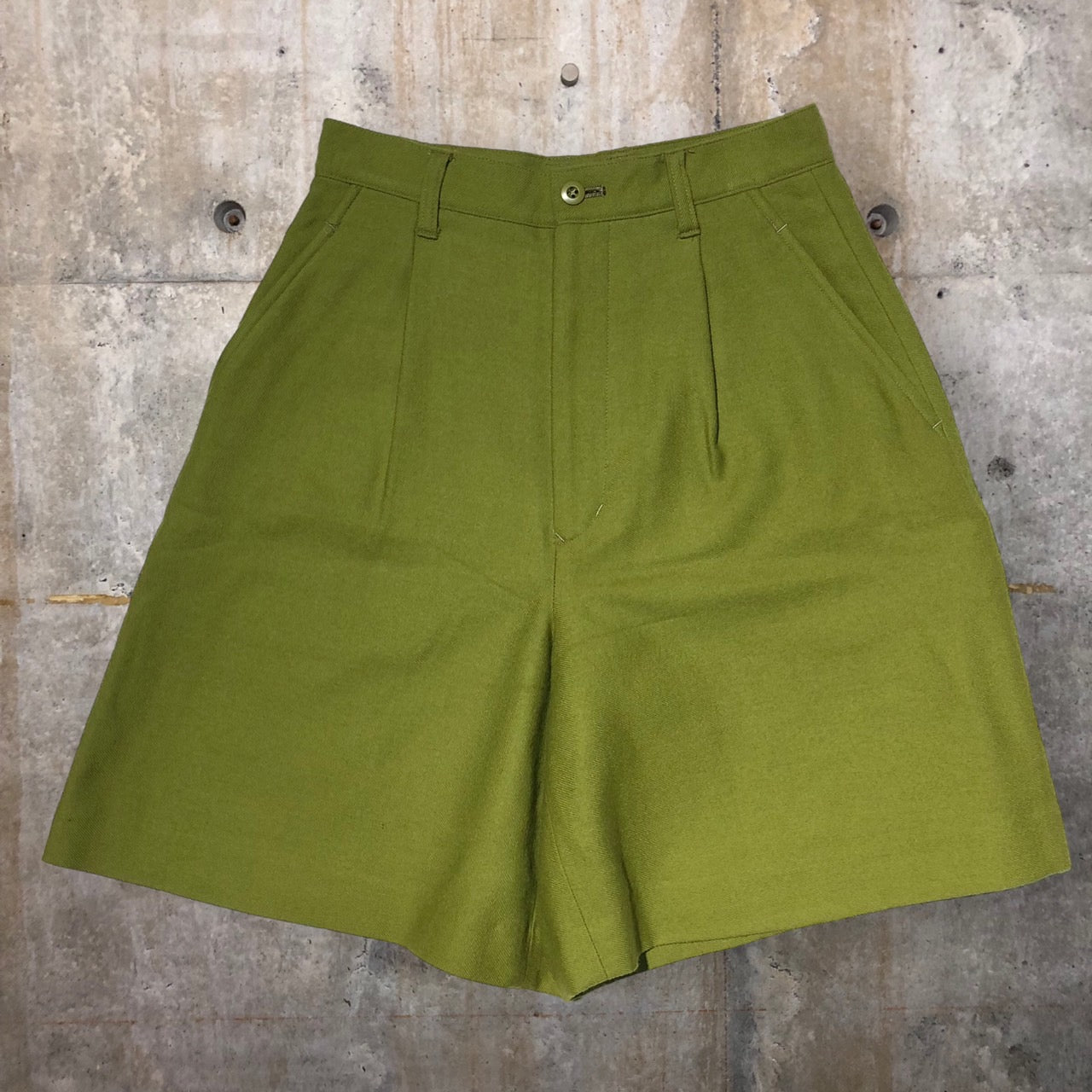 i.s. ISSEY MIYAKE(アイエス イッセイミヤケ) 90’s 1tac wool short pants/ウールハーフパンツ IS13-FF016 M グリーン
