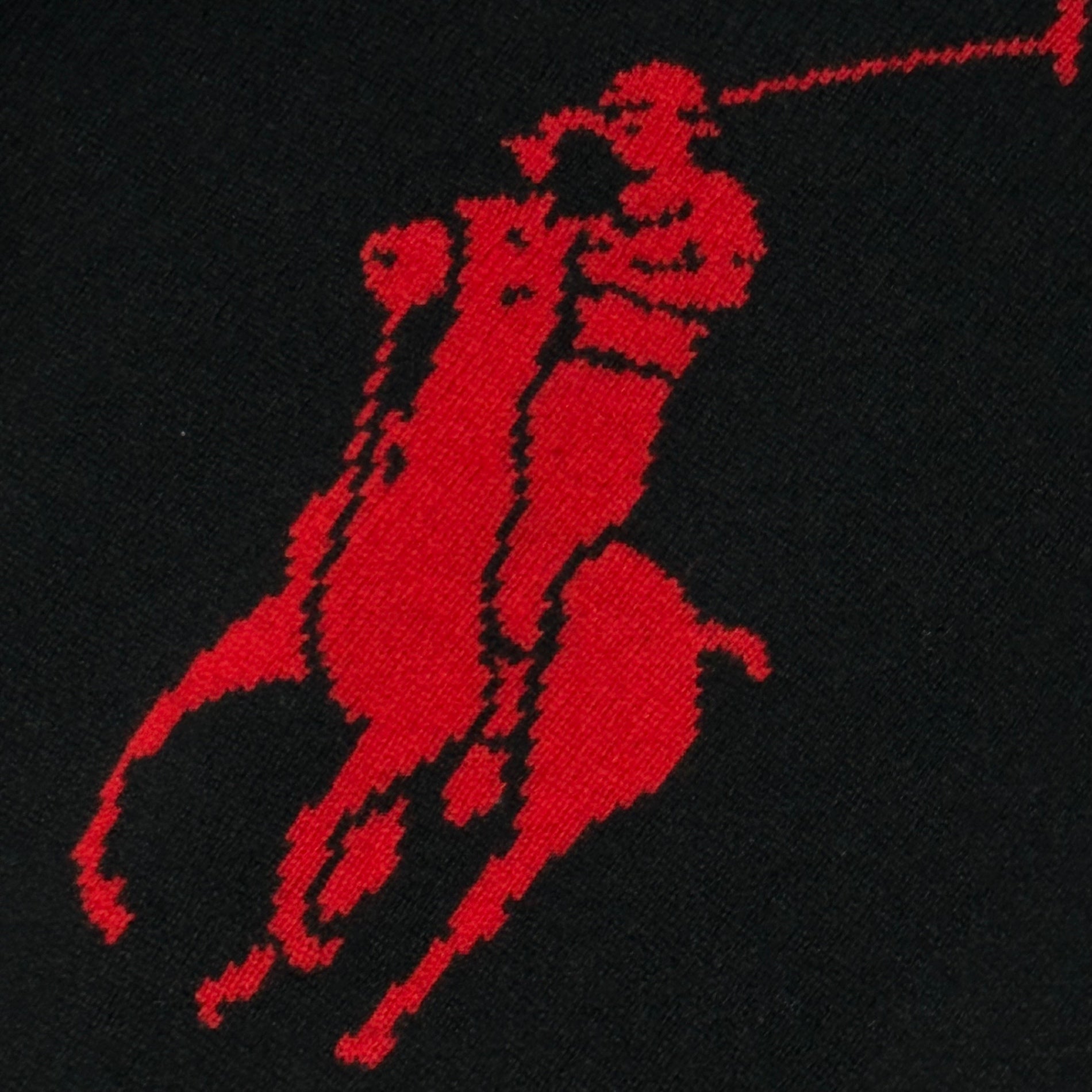 POLO RALPH LAUREN(ポロラルフローレン) Shetland Wool Turtleneck Knit シェットランド ウール タートルネック ニット LL ブラック×レッド インパクト21期