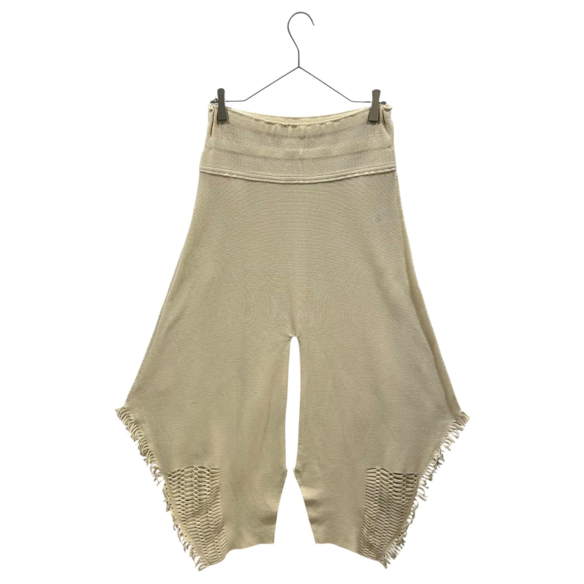 A-POC ISSEY MIYAKE(エーポック イッセイミヤケ) Horizontal-Ribbed Fringed Sarouel Pants 横リブ フリンジ サルエル パンツ IM21KF308 2(M程度) アイボリー 男性着用可能