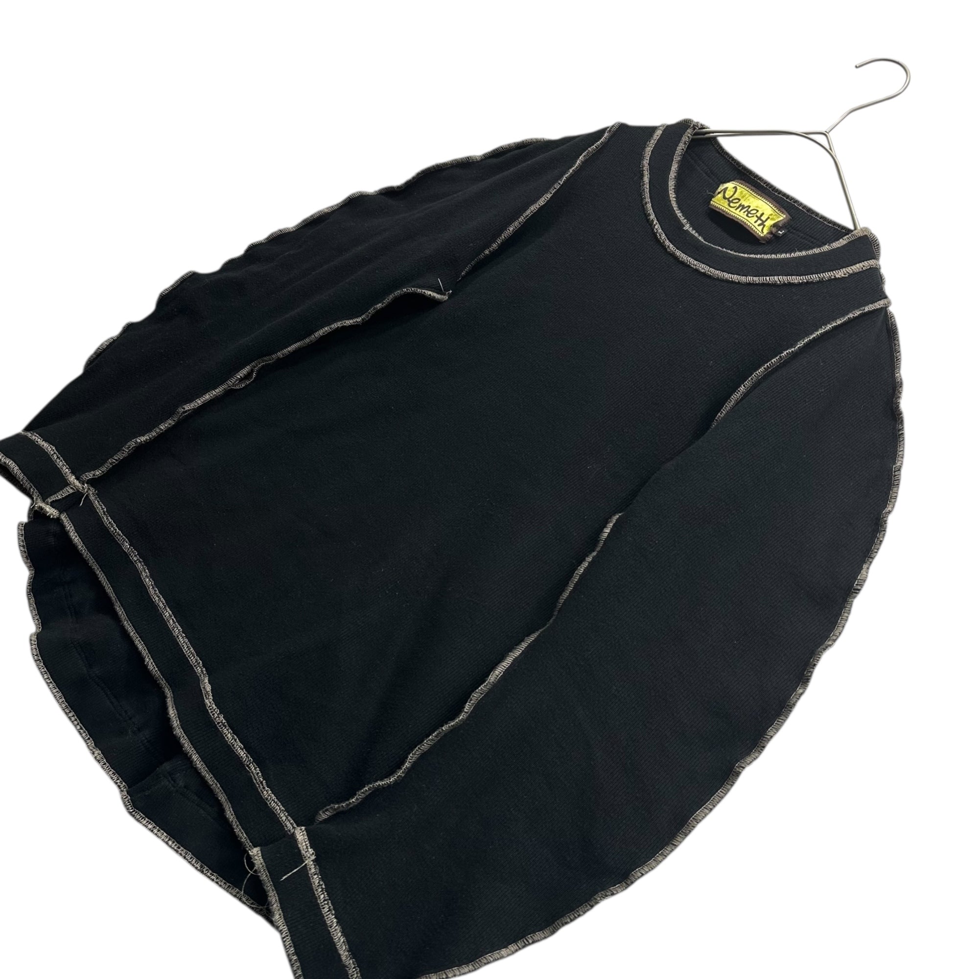 Nemeth(ネメス) Inside-Out Circle Knit Top インサイドアウト サークル ニット トップ 96B L ブラック×ベージュ コットン カットソー