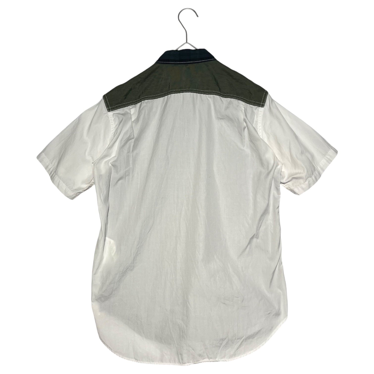 COMME des GARCONS HOMME(コムデギャルソンオム) 10SS Check switching short sleeve shirt チェック切替 半袖 シャツ HE-B033 XS ネイビー×ホワイト AD2009