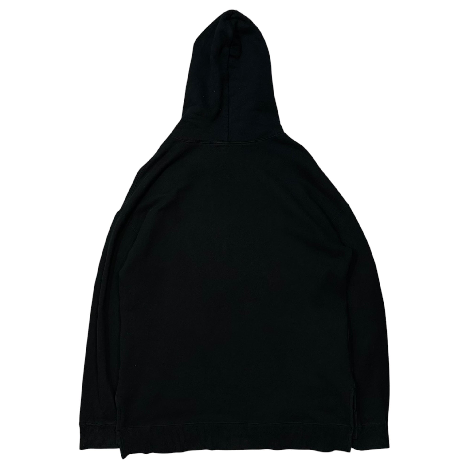DIET BUTCHER SLIM SKIN(ダイエットブッチャースリムスキン) 2019AW Hem Leather Patch Pullover Hoodie 裾 革パッチ プルオーバー パーカー 1 ブラック サイドスリット