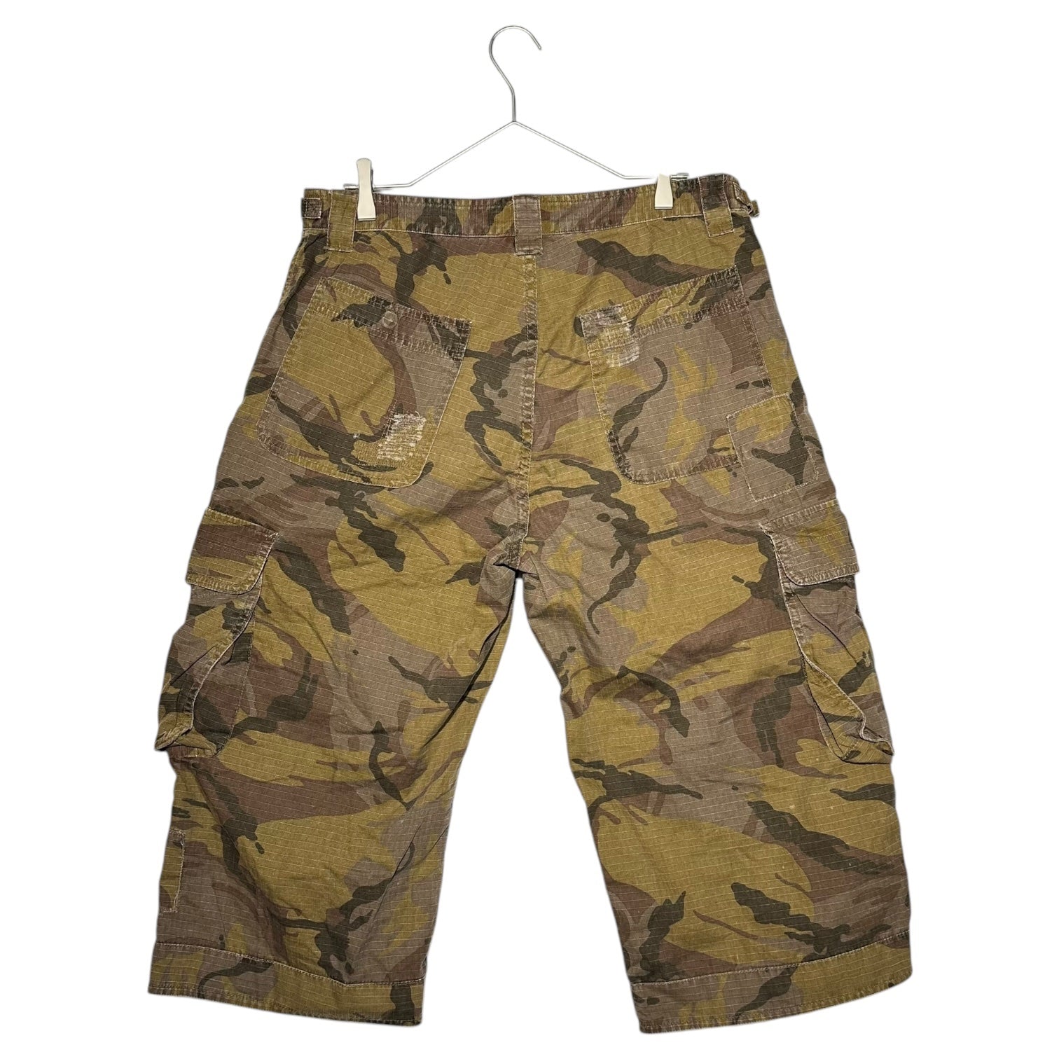 Calvin Klein Jeans(カルバンクラインジーンズ) 00's 7/10 Length Camouflage Damaged Cargo Pants 7分丈 カモフラ ダメージ加工 カーゴ パンツ 32 カーキ Y2K 平成