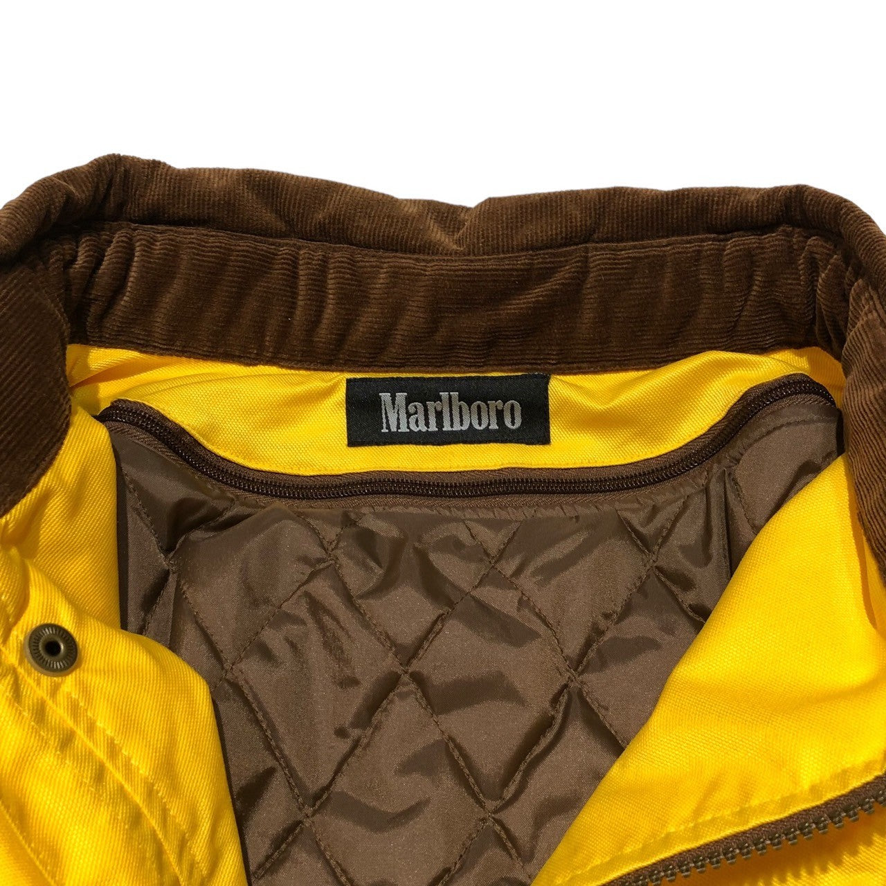 Marlboro(マルボロ) 90's corduroy colorwork long coat コーデュロイ カラー ワーク ロング コート FREE イエロー×ブラウン 90年代