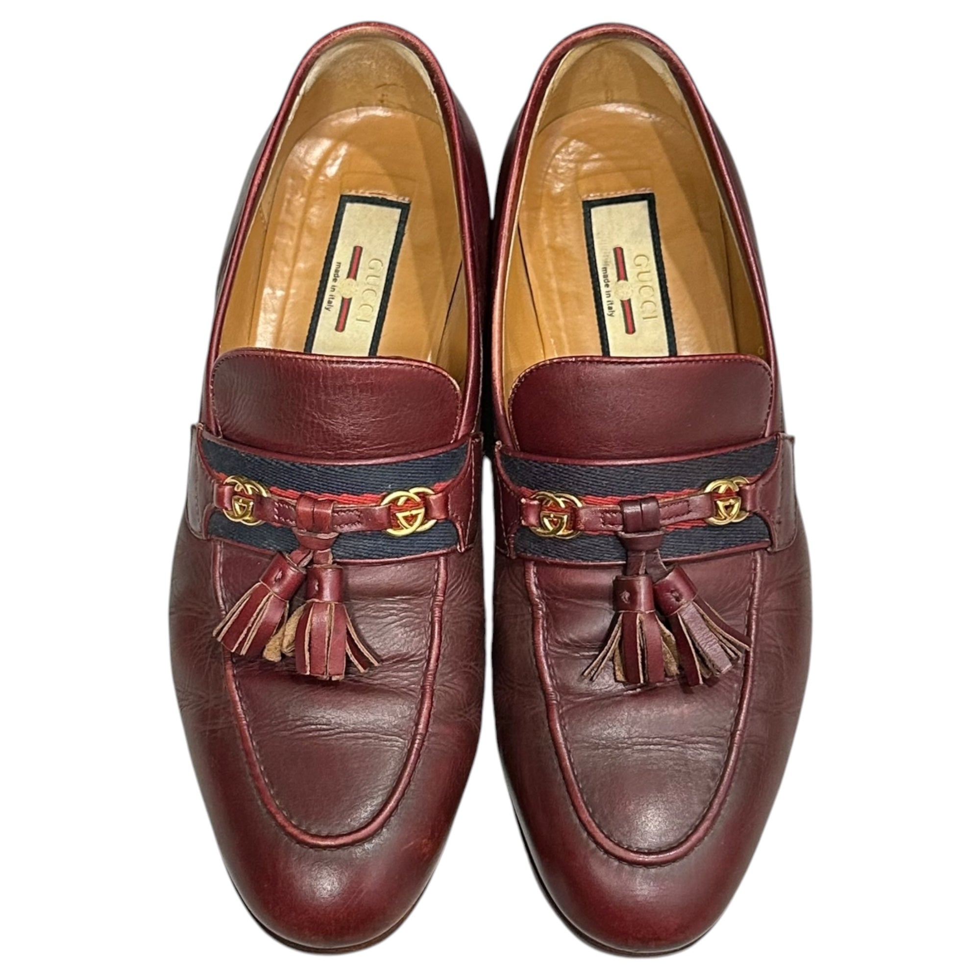 GUCCI(グッチ) 2020AW Interlocking Tassel Loafers インターロッキング タッセル ローファー 624720 6 1/2(25.5 cm程度) ワインレッド 革靴