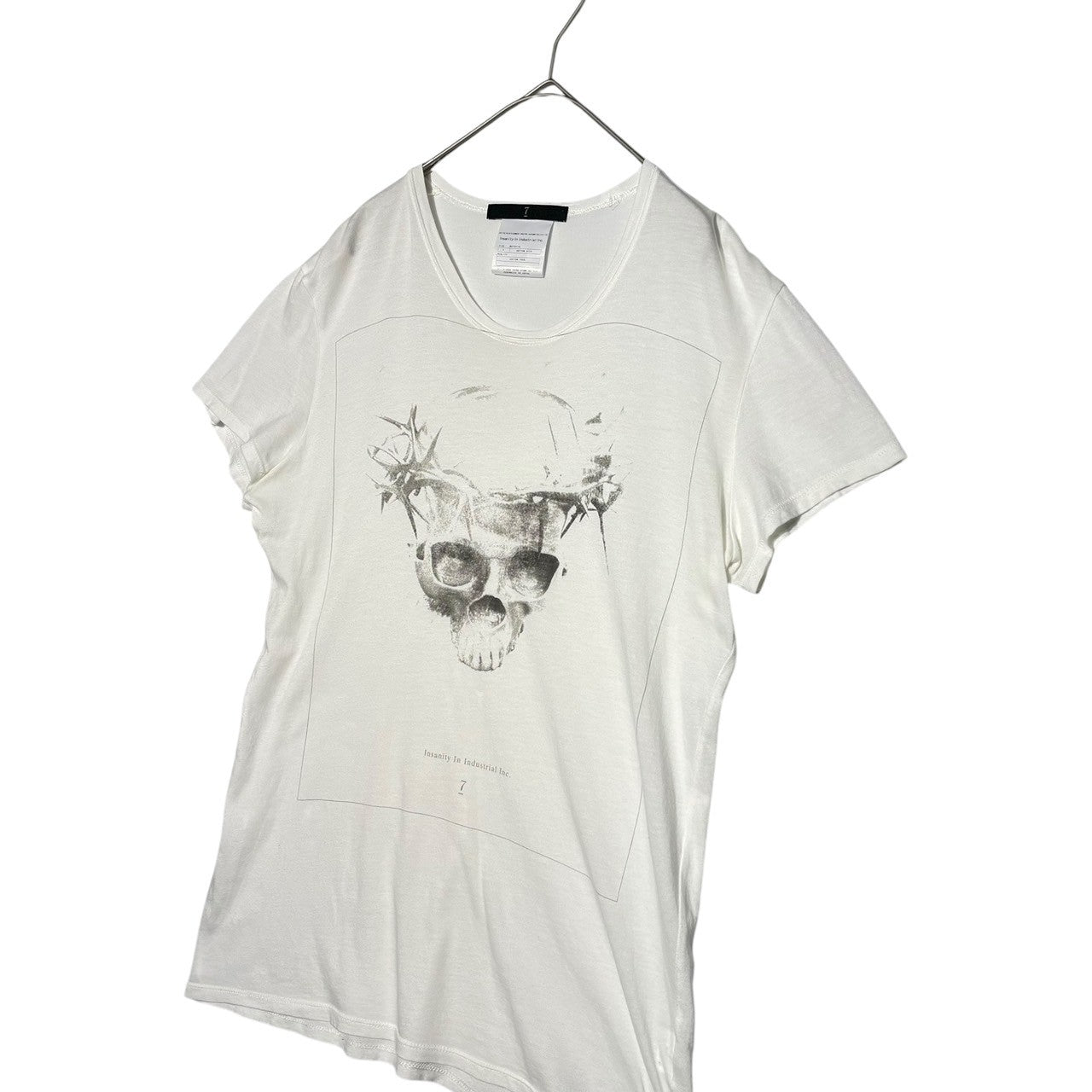 JULIUS(ユリウス) 08's Archive Thorns Skull Head Print Crew Neck Cut and Sewn 08年代 アーカイブ 棘 スカルヘッド プリント クルーネック カットソー 1(S) ホワイト×ブラック