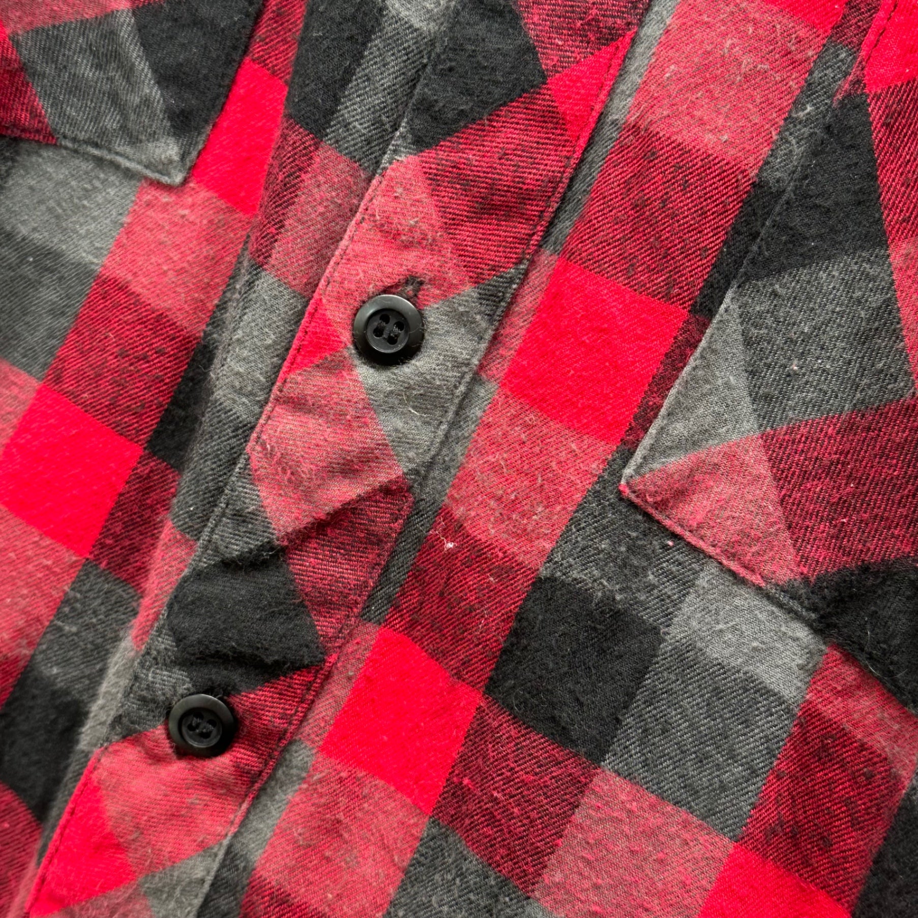 POLO RALPH LAUREN(ポロラルフローレン) 90's USA-Made Cotton Check Flannel Shirt 90年代 コットン チェック ネルシャツ L レッド×グレー