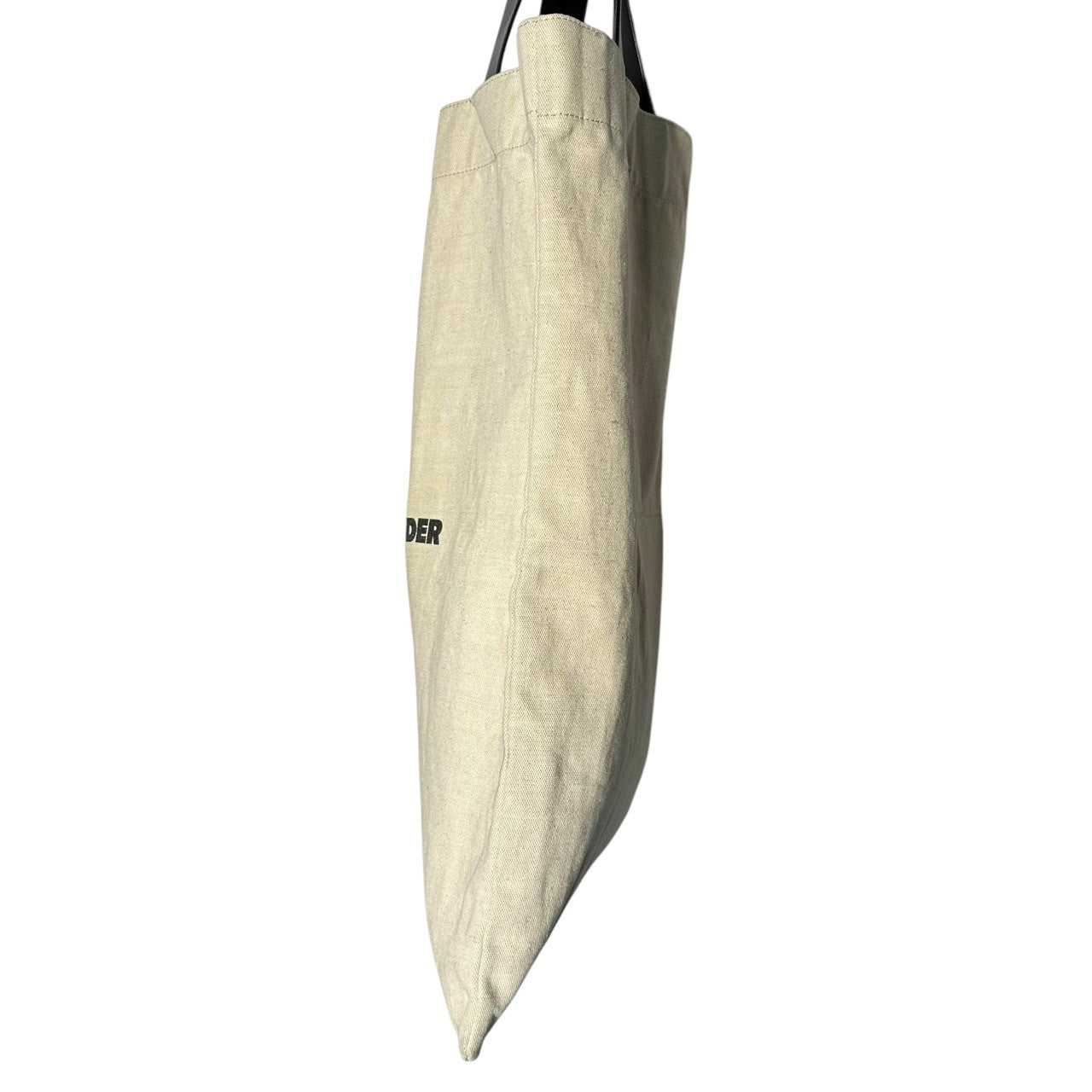 JIL SANDER(ジルサンダー) Logo flat tote bag ロゴ フラット トート バッグ レザーハンドル ナチュラル×ブラック キャンバス