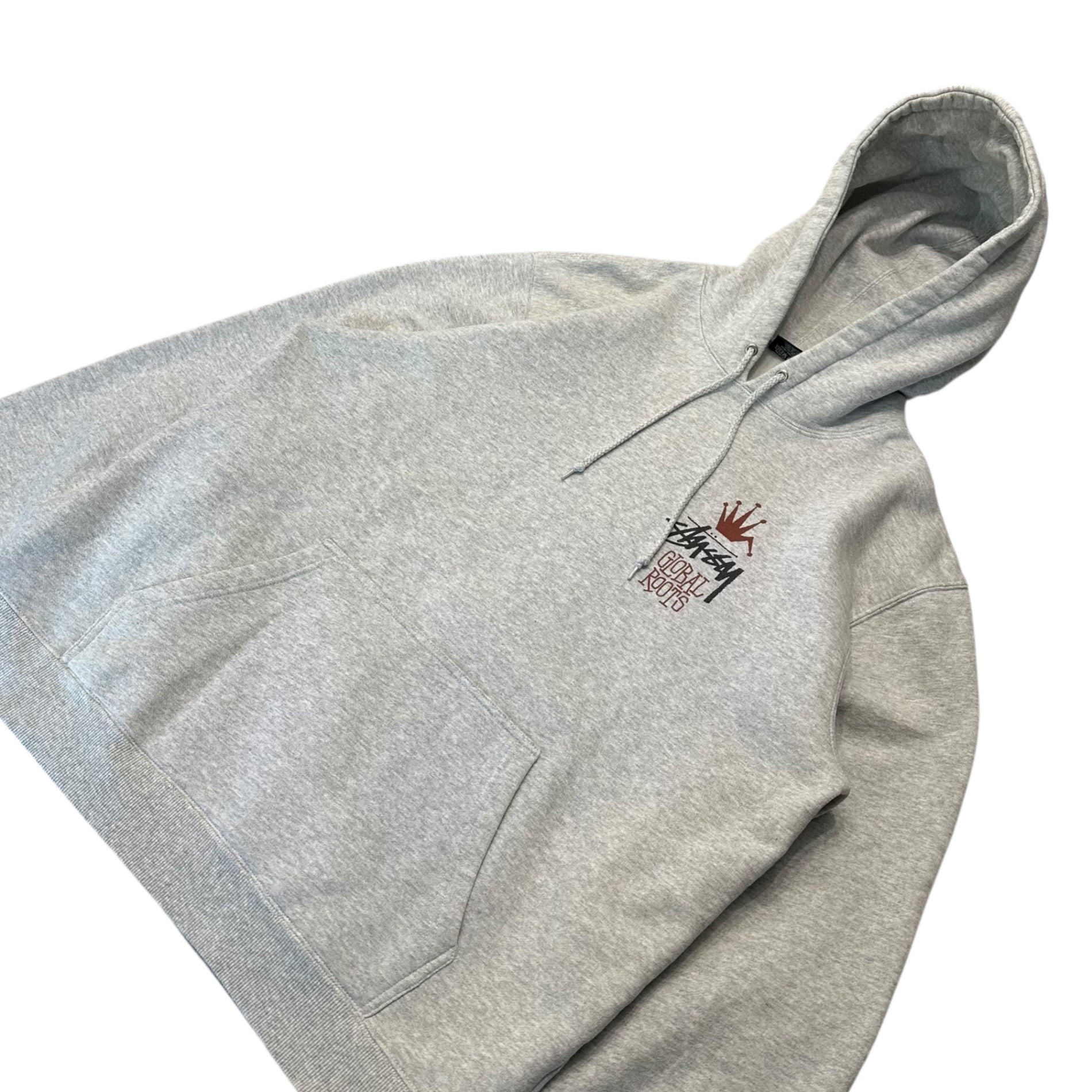 STUSSY(ステューシー) Global Roots Hoodie ロゴプリント プルオーバー パーカー XL ライトグレー