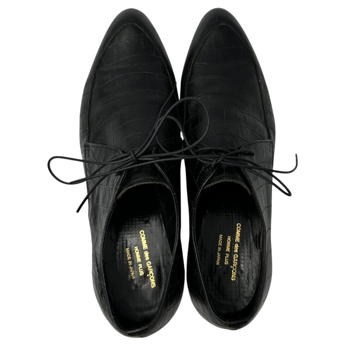 COMME des GARCONS HOMME PLUS(コムデギャルソンオムプリュス) Croc-embossed leather heeled shoes クロコ 型押し レザー ヒール シューズ 26cm ブラック 革靴