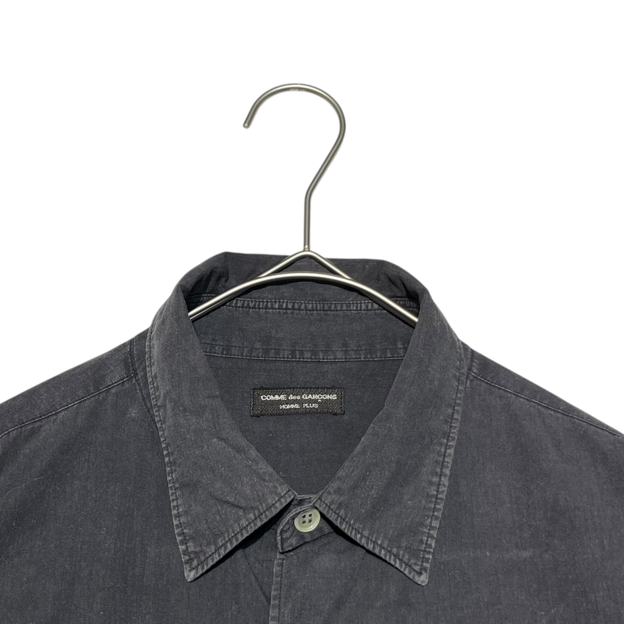 COMME des GARCONS HOMME PLUS(コムデギャルソンオムプリュス) 80's Small collar big silhouette long sleeve shirt スモールカラー ビッグシルエット 長袖 シャツ 80年代 本人期 川久保玲 PB-050370 FREE ブラック AD表記無し(80年代)