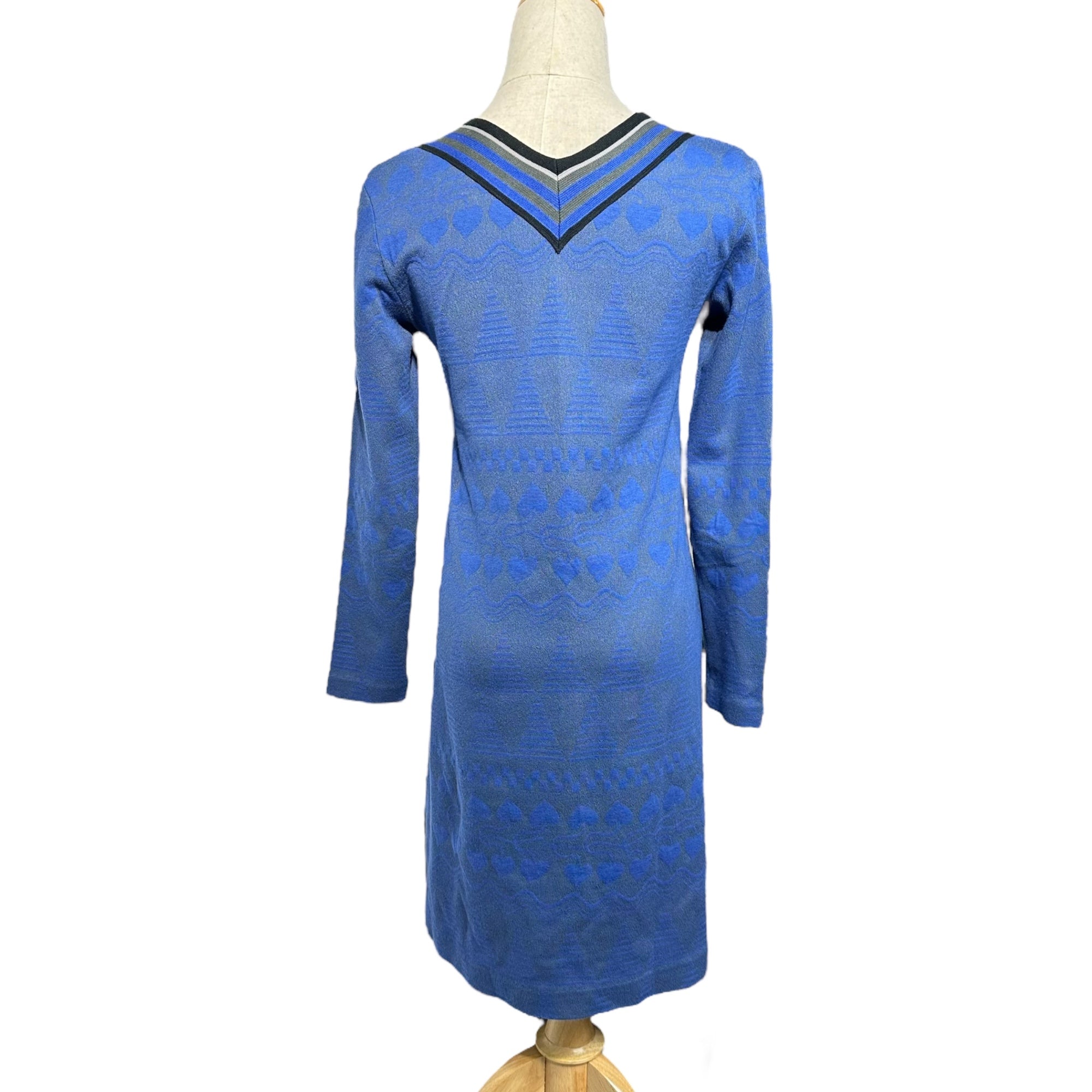 Vivienne Westwood RED LABEL(ヴィヴィアンウエストウッドレッドレーベル) Square Neck Jacquard L/S Mini Dress スクエア ネック ジャガード 長袖 ひざ丈 ワンピース 16-01-551007 2 ブルー