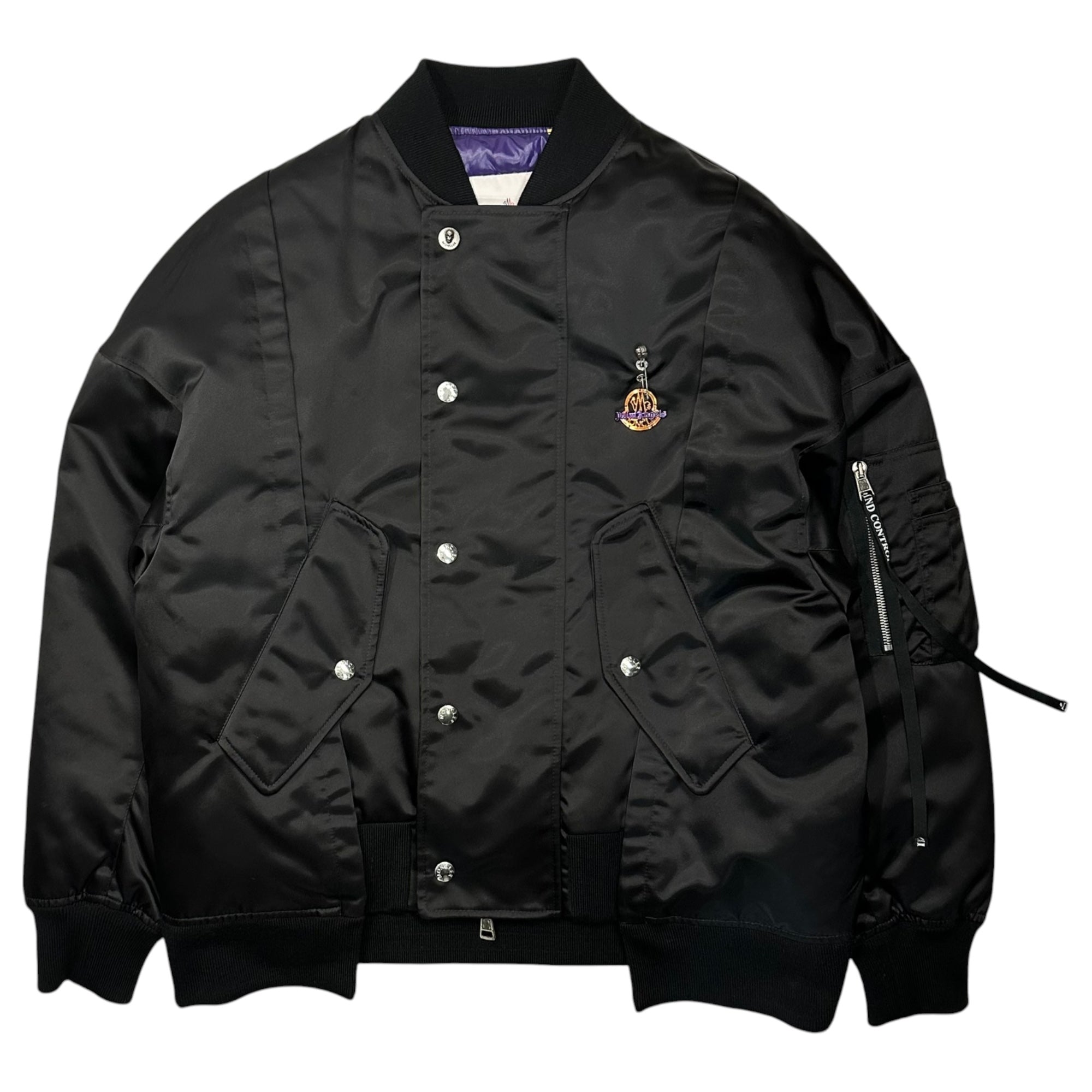 MONCLER×PALM ANGELS(モンクレール×パームエンジェルス) 19AW AXL GIUBBOTTO MA-1 ボンバー ジャケット E209L4130200 2 ブラック コラボ ペイント ブルゾン
