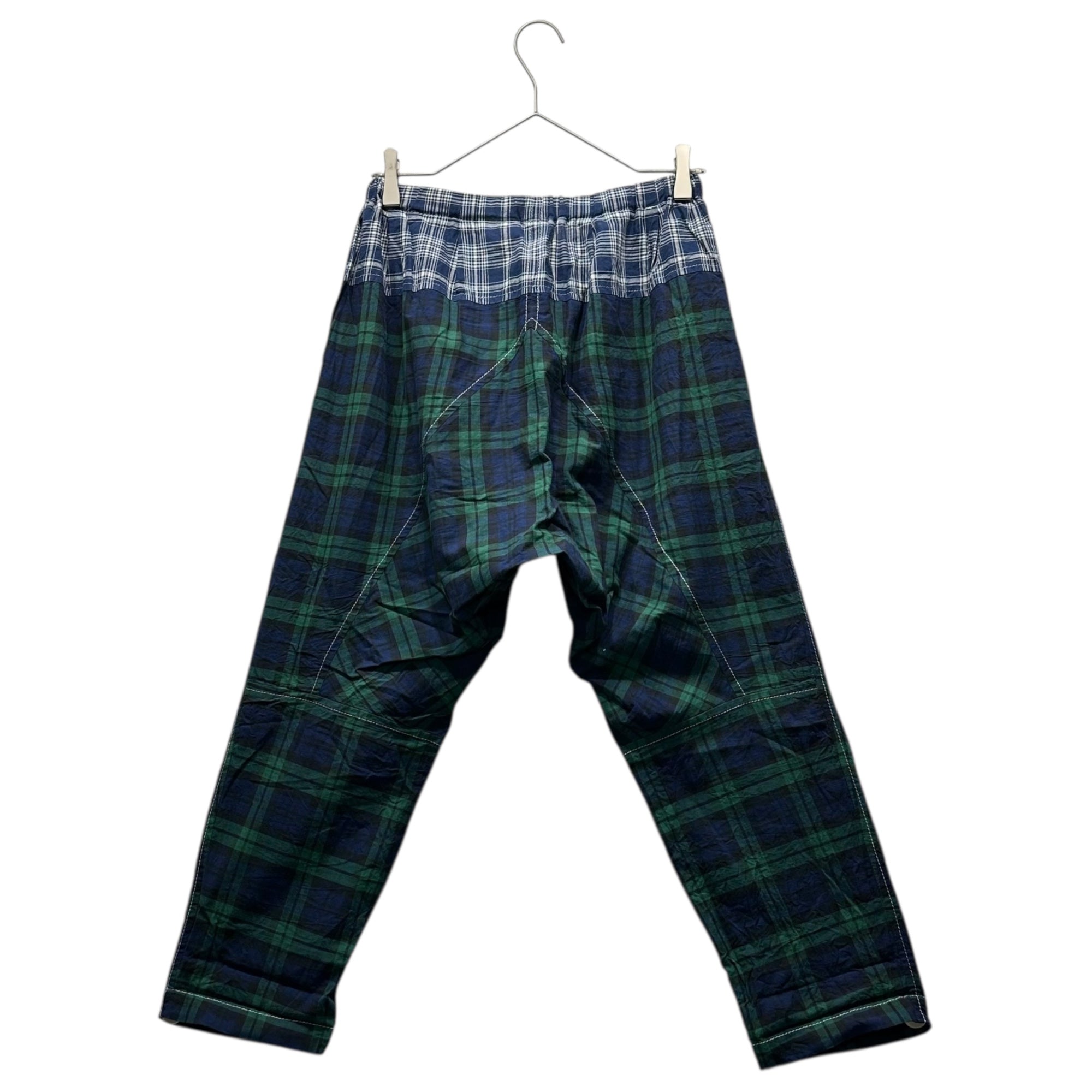 tricot COMME des GARCONS(トリココムデギャルソン) 11SS Waistline change Cotton Check Pants ウエスト切替 コットン チェック パンツ TG-P003 FREE グリーン×ブルー AD2010 男性着用可能