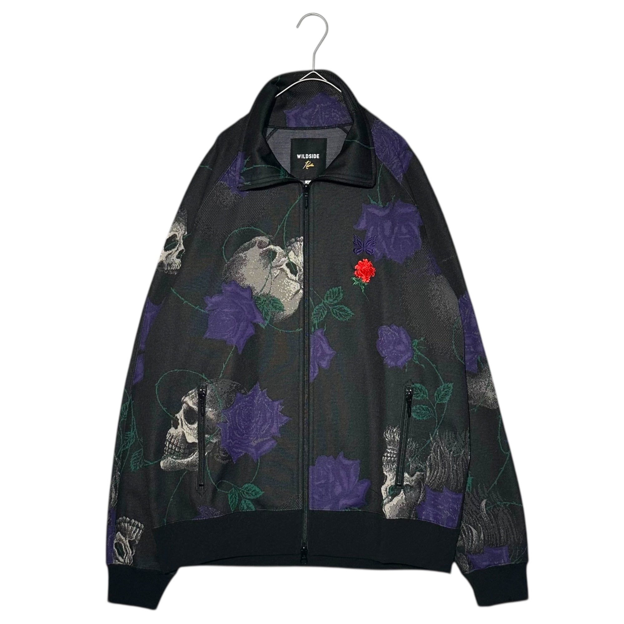 WILD SIDE YOHJI YAMAMOTO × NEEDLES(ワイルドサイド ヨウジヤマモト × ニードルズ) Skull Rose Track Jacket スカルローズ トラック ジャケット MR1038 L ブラック×パープル