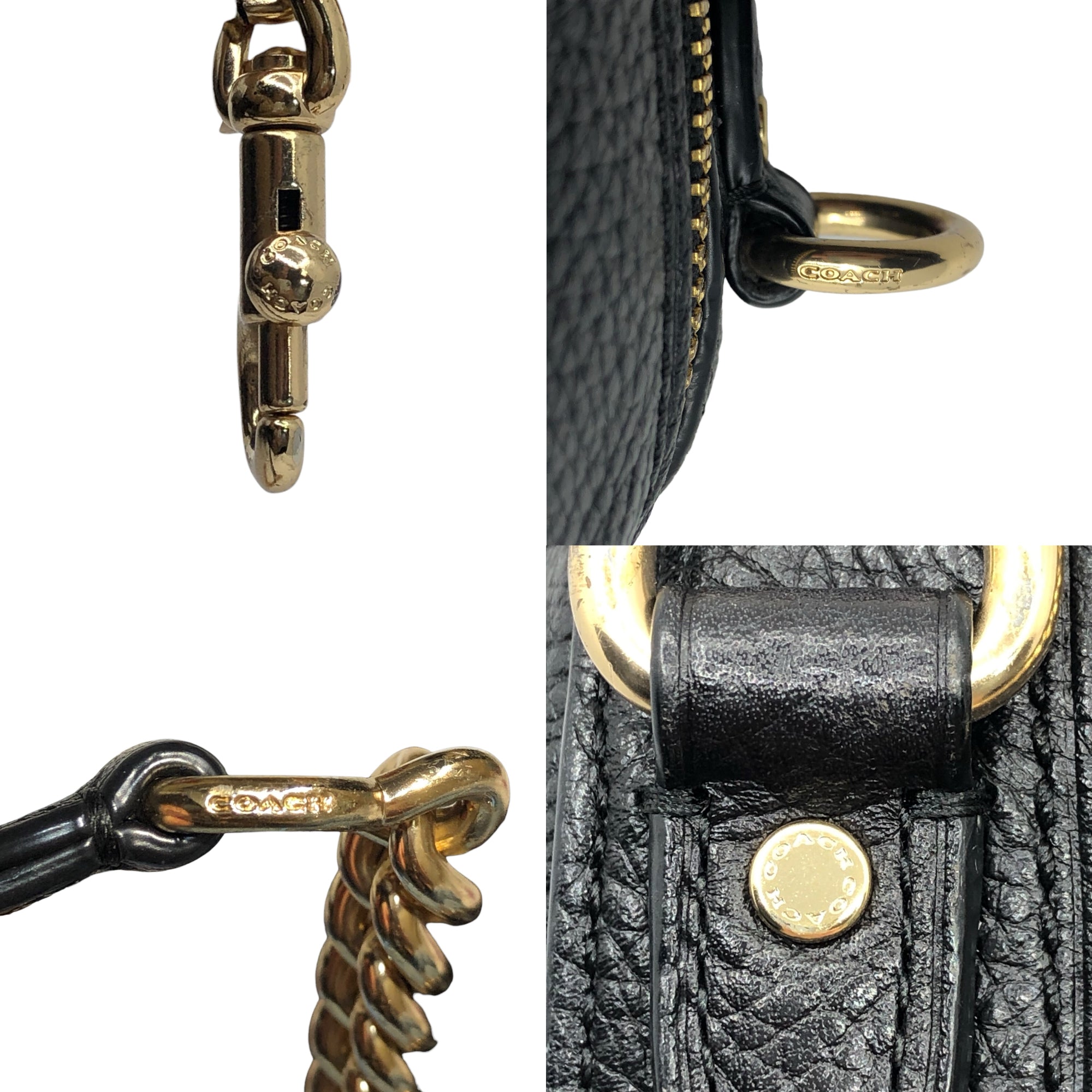 COACH(コーチ) Camera bag カメラ バッグ 29411 ブラック×ゴールド ショルダー バッグ ぺブルドレザー チェーン