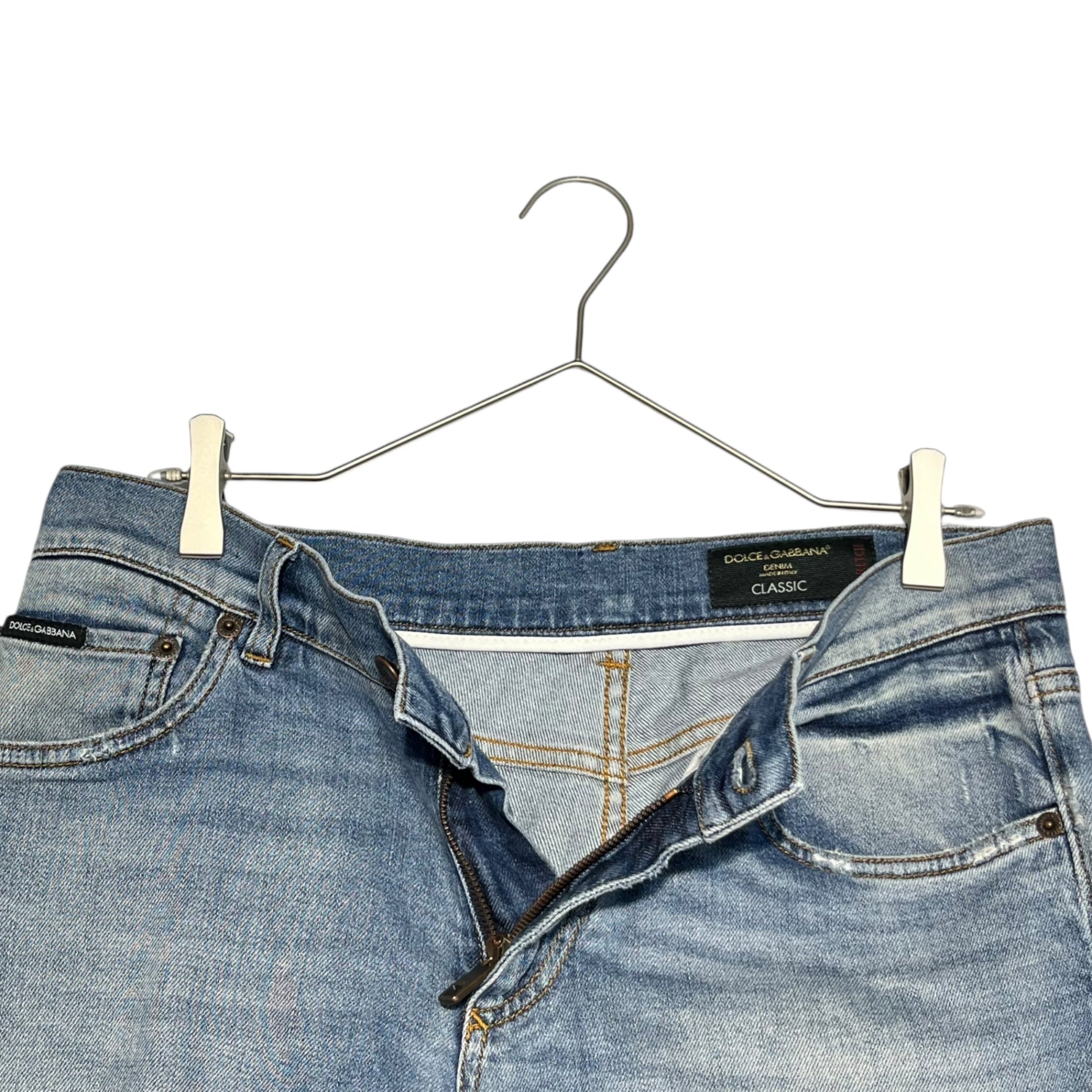 DOLCE&GABBANA(ドルチェ&ガッバーナドルガバ) Distressed skinny denim pants ダメージ加工 スキニー デニム パンツ GY07LD G8X98 48(L程度) ライトインディゴ