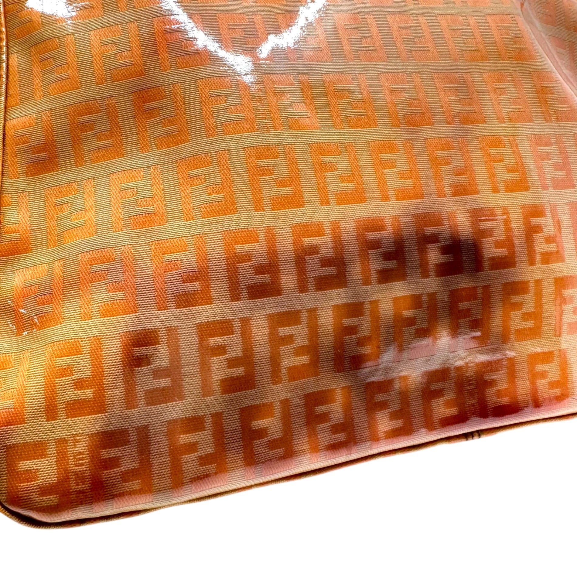 FENDI(フェンディ) Zucchino Enamel Mamma Bucket ズッキーノ エナメル マンマバケット オレンジ ハンド バッグ 肩掛け ワンショルダー ズッカ ヴィンテージ OLD