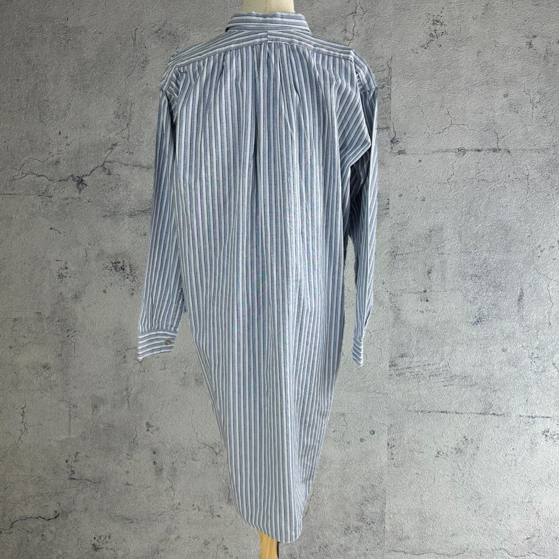 Euro vintage(ヨーロッパヴィンテージ) 30's French Vintage Striped Smock Shirt 30年代 フレンチ ヴィンテージ ストライプ スモック シャツ 110(L~XL相当) ブルー