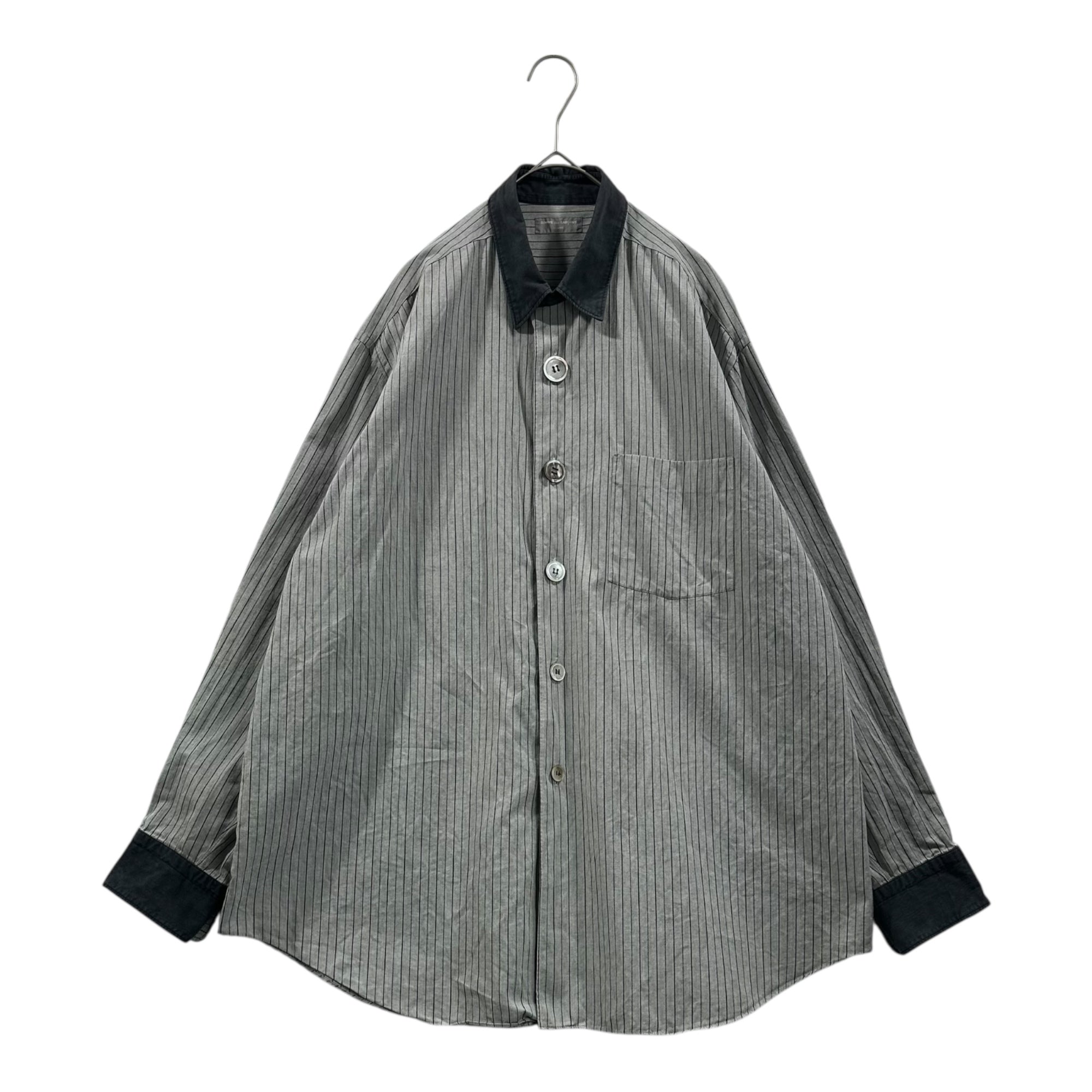 COMME des GARCONS HOMME(コムデギャルソンオム) 80's Crescendo Button Stripe Shirt 本人期 クレッシェンド ボタン ストライプ シャツ HB-080050 表記無(L程度) グレー 80年代 アーカイブ ヴィンテージ 川久保玲 デカボタン グラデーション