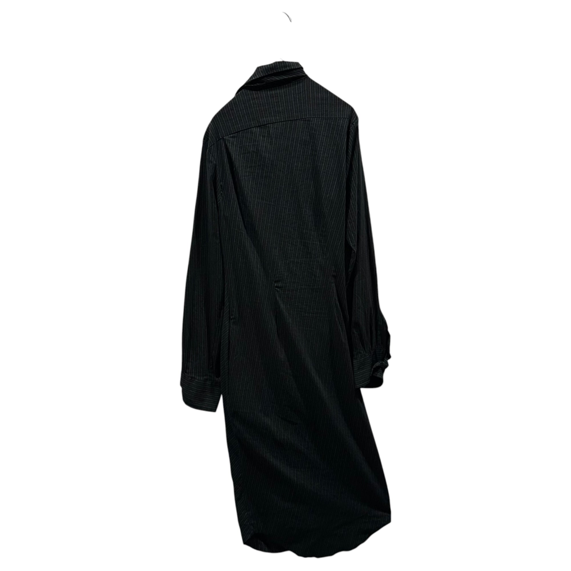 Vivienne Westwood ANGLOMANIA(ヴィヴィアンウエストウッドアングロマニア) Wavy silhouette long shirt dress 歪み うねり ロング ストライプ シャツ ワンピース 14-03-572013 42 ブラック
