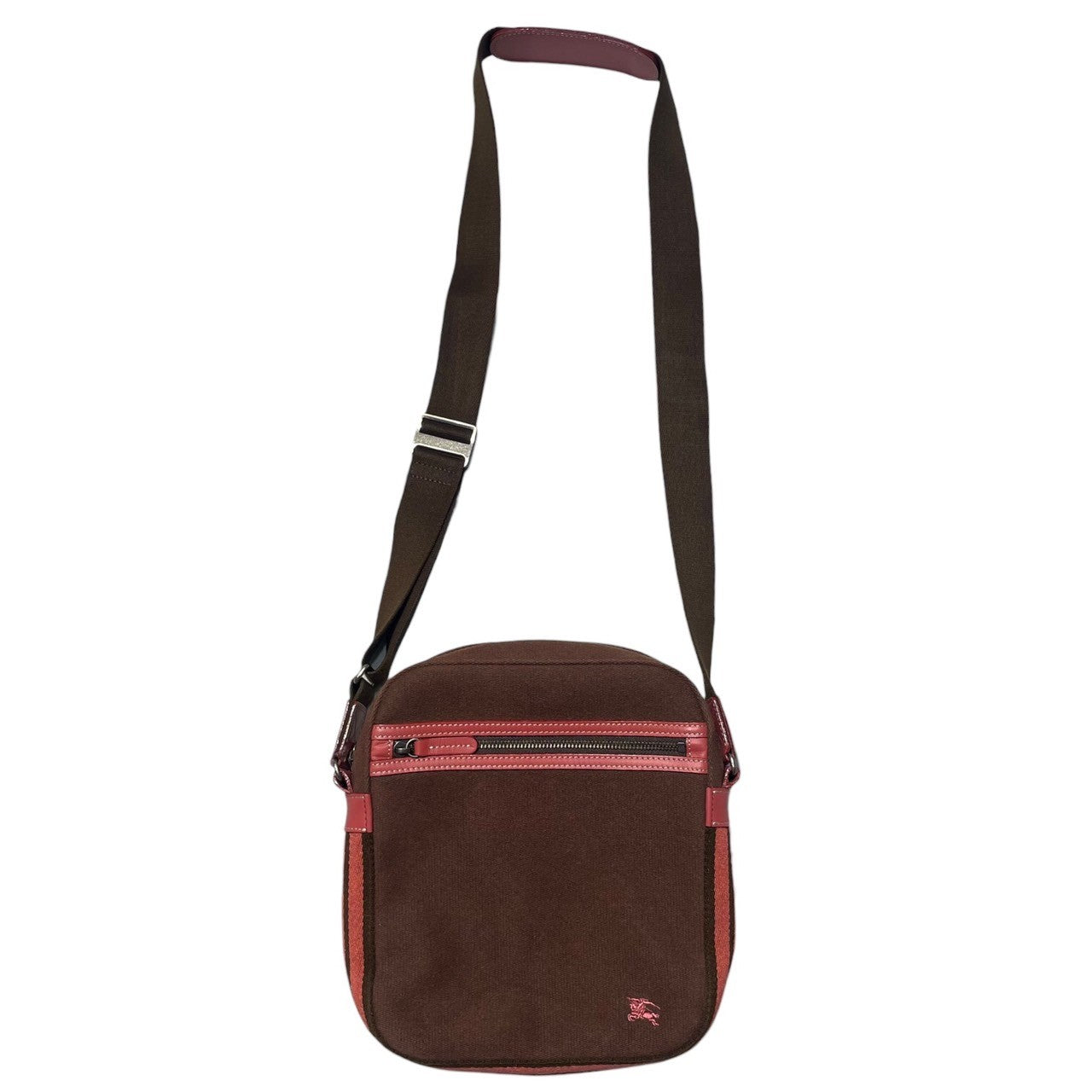BURBERRY BLUE LABEL(バーバリーブルーレーベル) One point logo canvas shoulder bag ワンポイント ロゴ キャンバス ショルダー バッグ ZA446-811-50 ブラウン×ピンク ホース