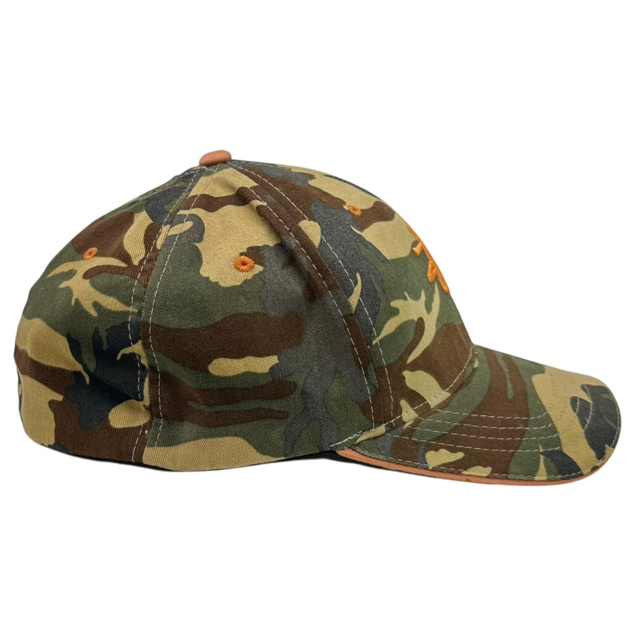 STUSSY(ステューシー) 90's Camouflage Cap 90年代 カモフラ キャップ L-XL ベージュ×カーキ×オレンジ STUSSY hats 90年代~