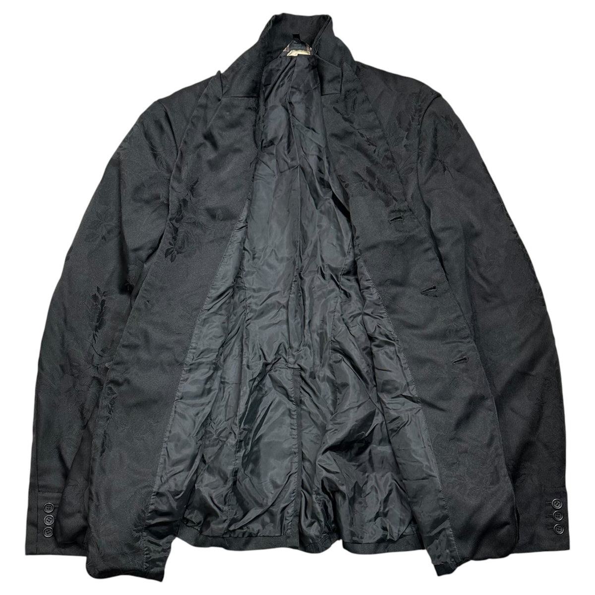 BLACK COMME des GARCONS(ブラックコムデギャルソン) 2017AW Rubber Rose-Embellished Poly 3-Button Jacket ラバー 薔薇 装飾 ポリ 3ボタン ジャケット 1T-J013 XL ブラック AD2017