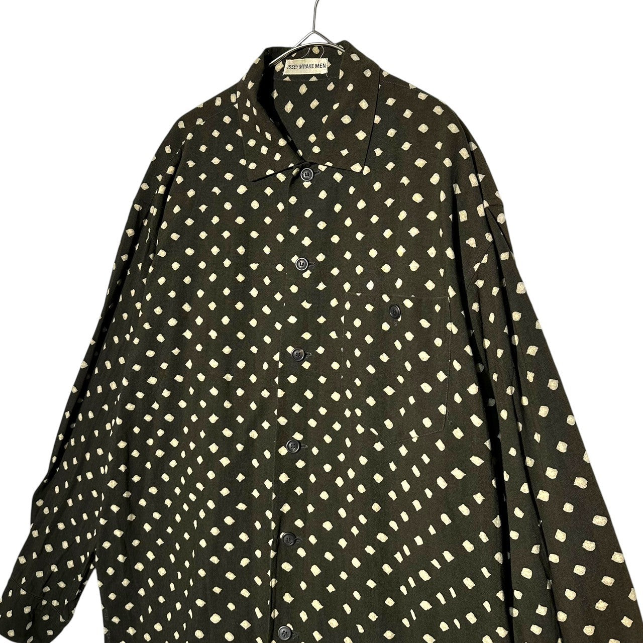 ISSEY MIYAKE MEN(イッセイミヤケメン) 98's Archive all-over silk cotton long-sleeved shirt 98年製 アーカイブ 総柄 シルクコットン 長袖 シャツ ME83-FJ144 S ブラウン
