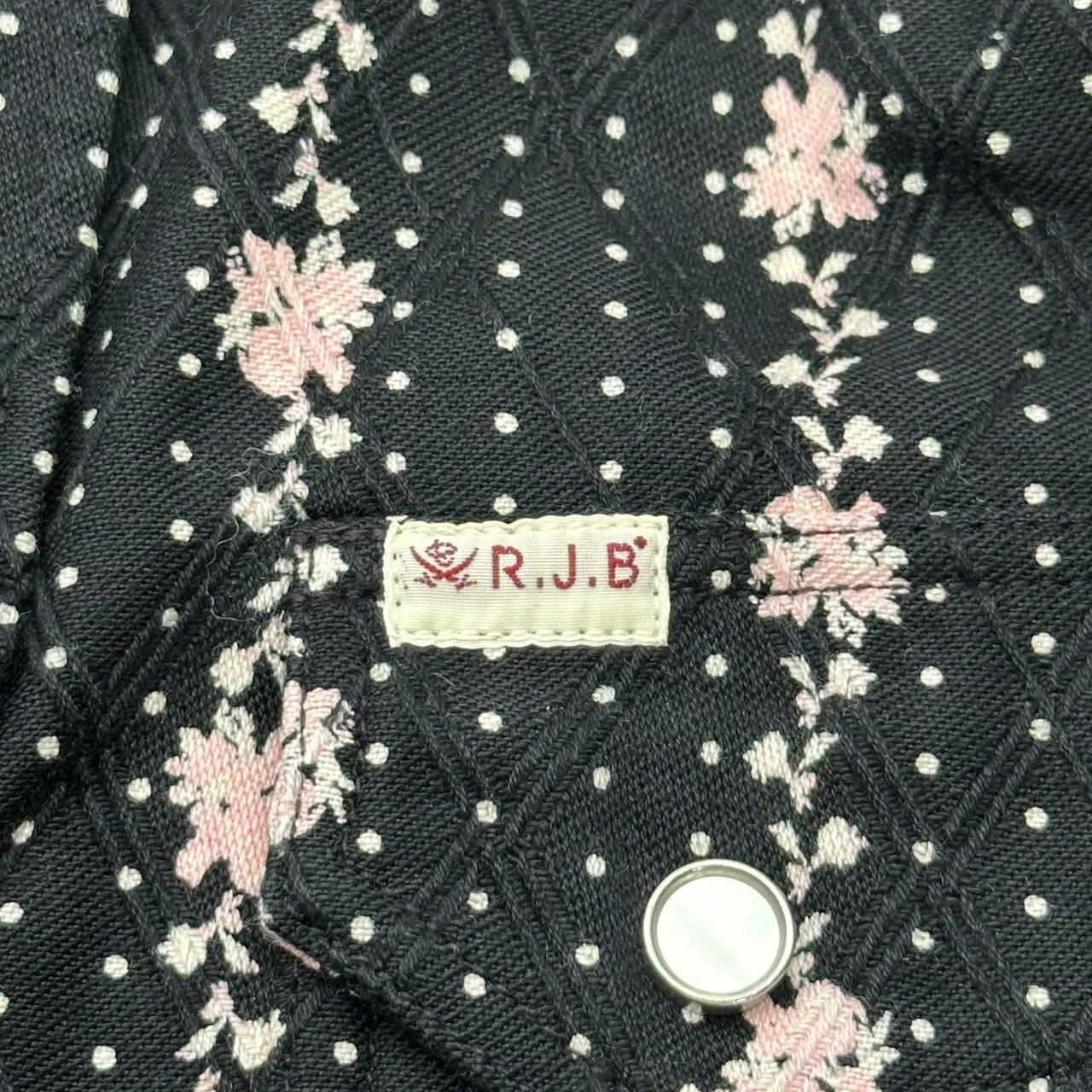 R.J.B(アールジェイビー) Diamond Stitch Flower Western Shirt ダイヤ ステッチ フラワー ウエスタン シャツ 42 ブラック FLATHEAD フラットヘッド ドット