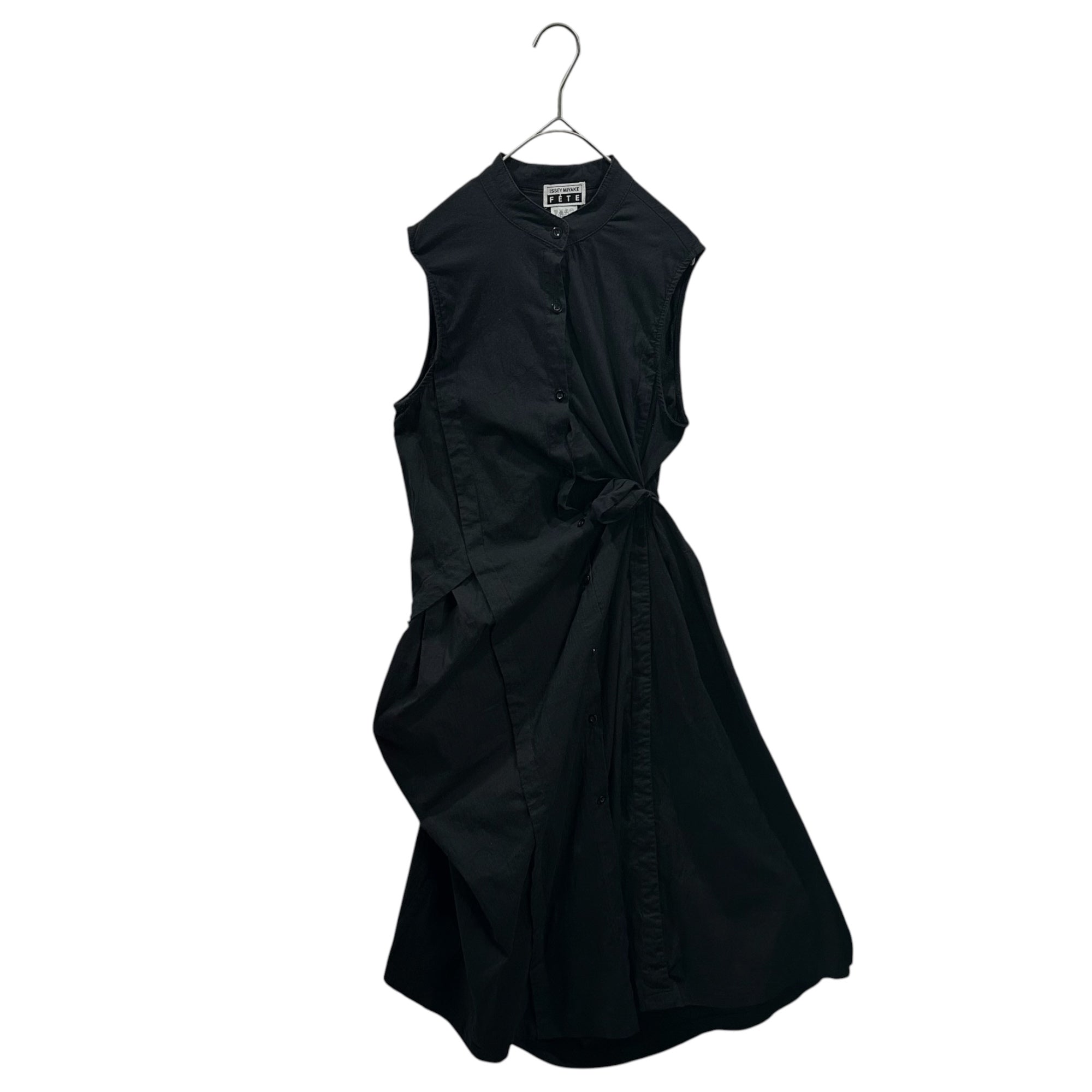 ISSEY MIYAKE FETEI(イッセイミヤケフェット) 2006SS Asymmetrical Gathered Sleeveless Dress 変形 ギャザー ノースリーブ ワンピース IF62FJ020 2 ブラック