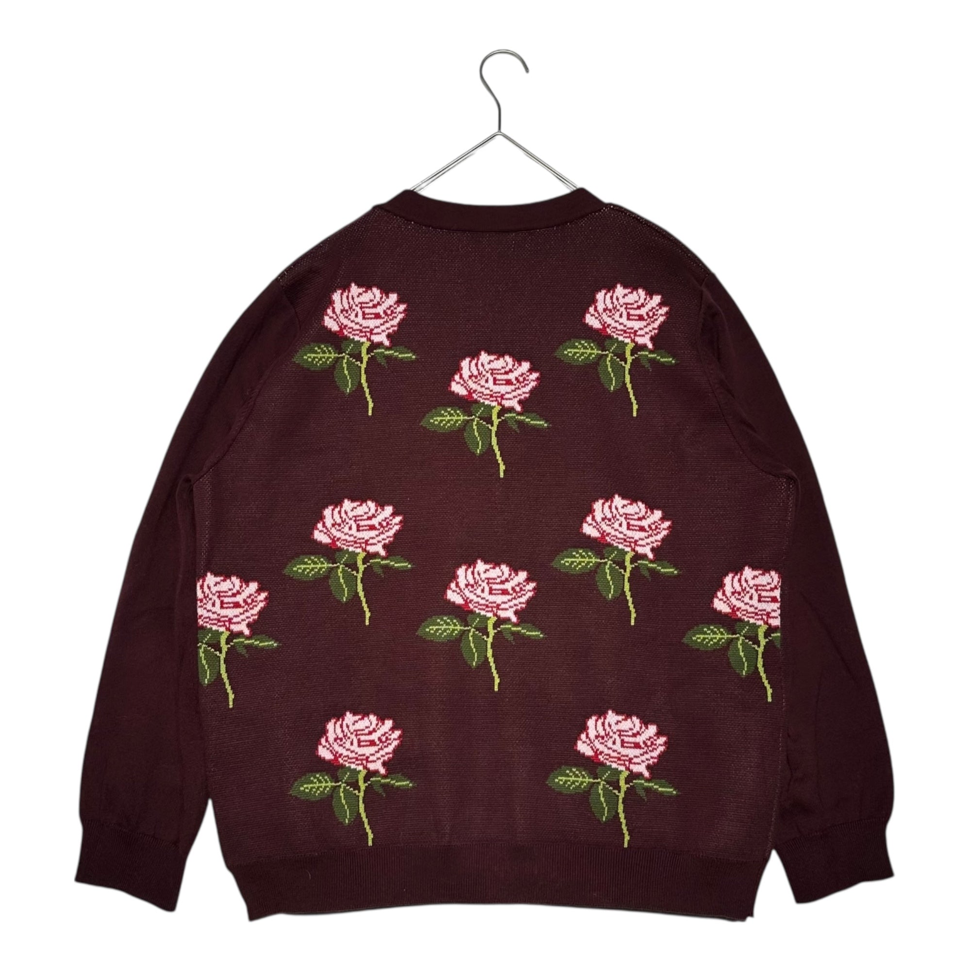 TTT MSW(ティーモダンストリートウエア) 22AW Rose Jacquard Knit Cardigan ローズ ジャガード ニット カーディガン TTT-2022AW-KT03 XL ボルドー